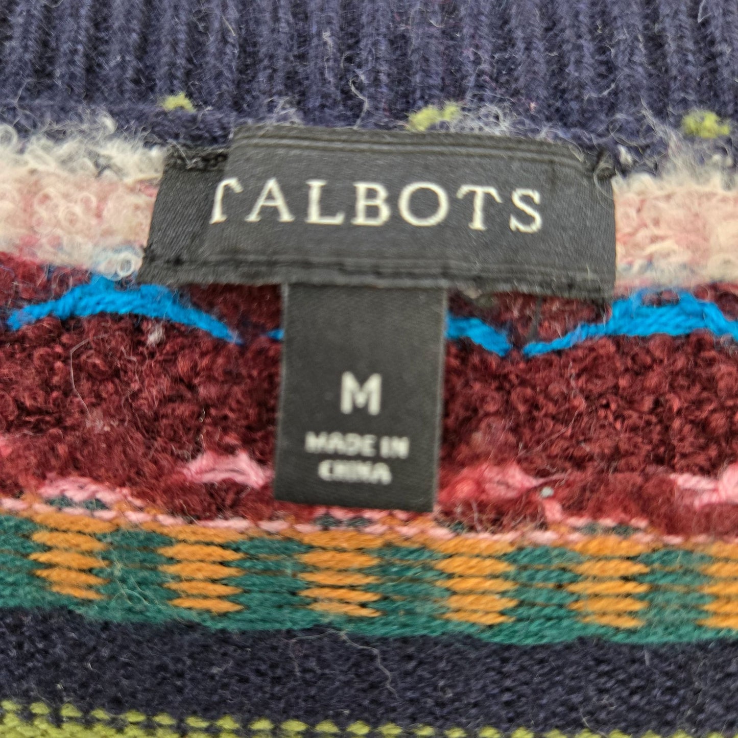 Talbots Wool Blend Graphic Print Bead Embellished Sweater Size Medium