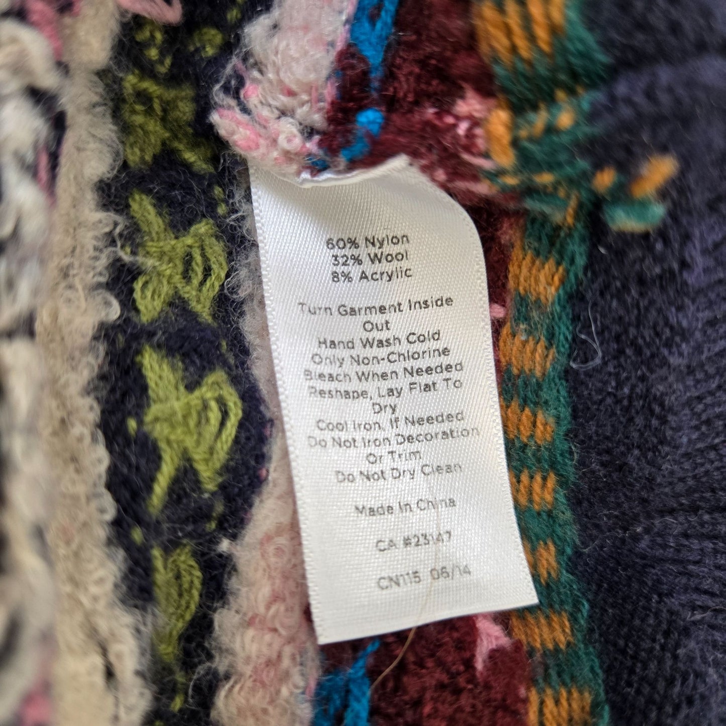 Talbots Wool Blend Graphic Print Bead Embellished Sweater Size Medium