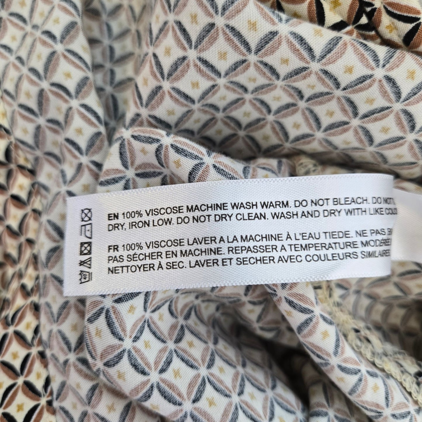 Denim & Flower Ricky Singh 100% Viscose Diamond Print Button Down Shirt Size Large