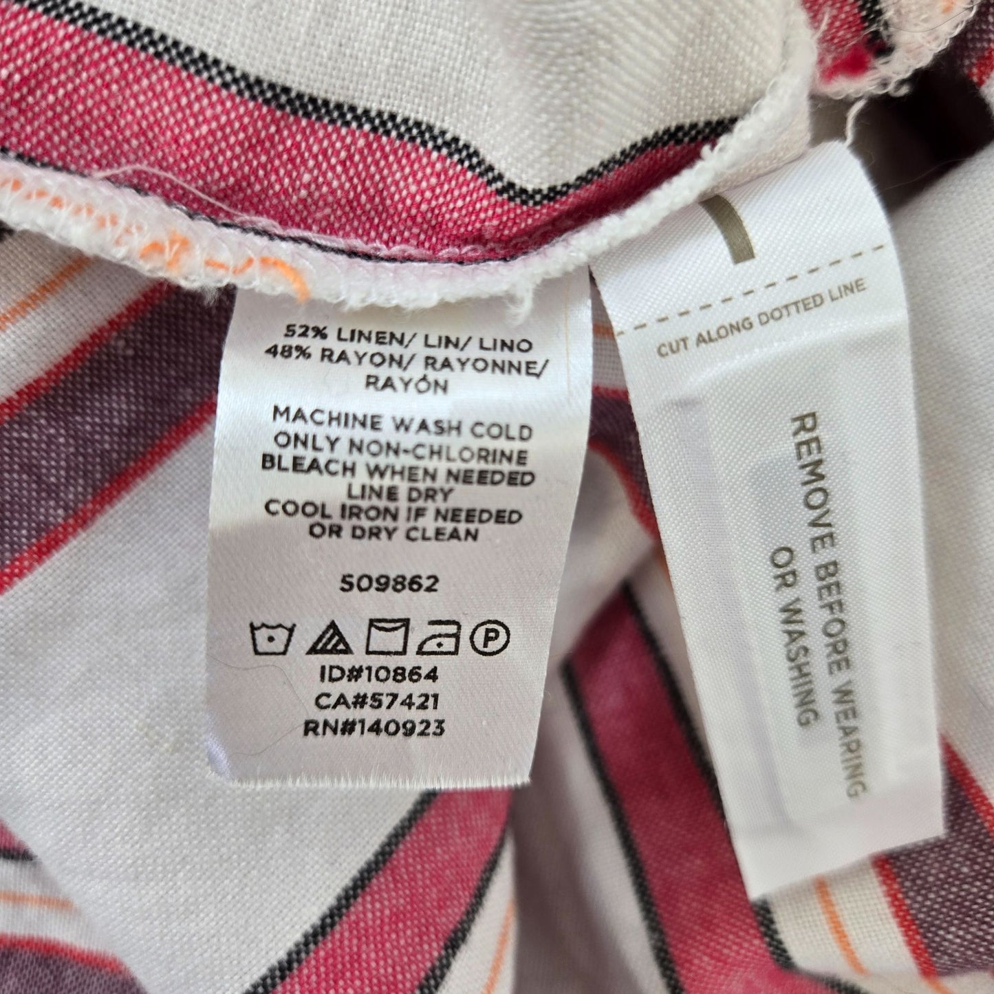 Loft Linen Blend Striped Belted Shirt Dress Size 2 Petite