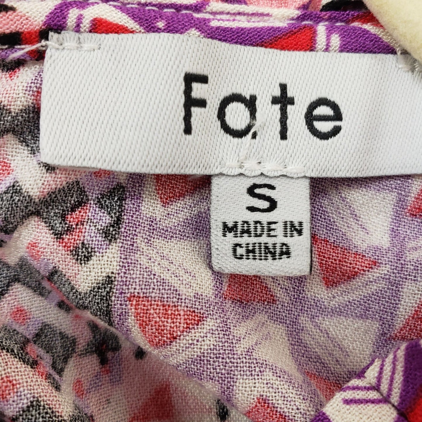 Fate Geometric Pattern Ruffle Trim Baby Doll Top Size Small