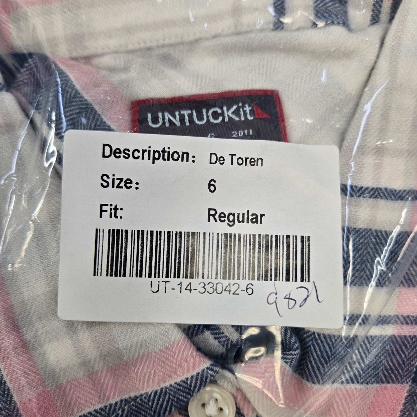 NWT UNTUCKit De Toren Plaid Long Sleeve Button Down Shirt Size 6