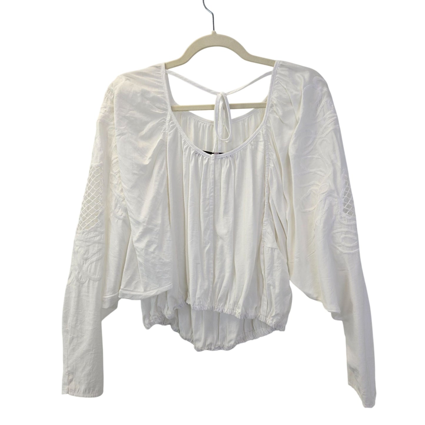 Anthropologie Hazel Embroidered Dolman Sleeve Crop Blouse Size Large