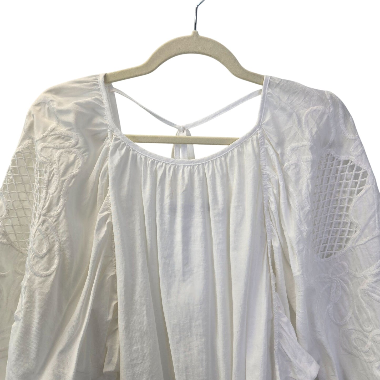 Anthropologie Hazel Embroidered Dolman Sleeve Crop Blouse Size Large