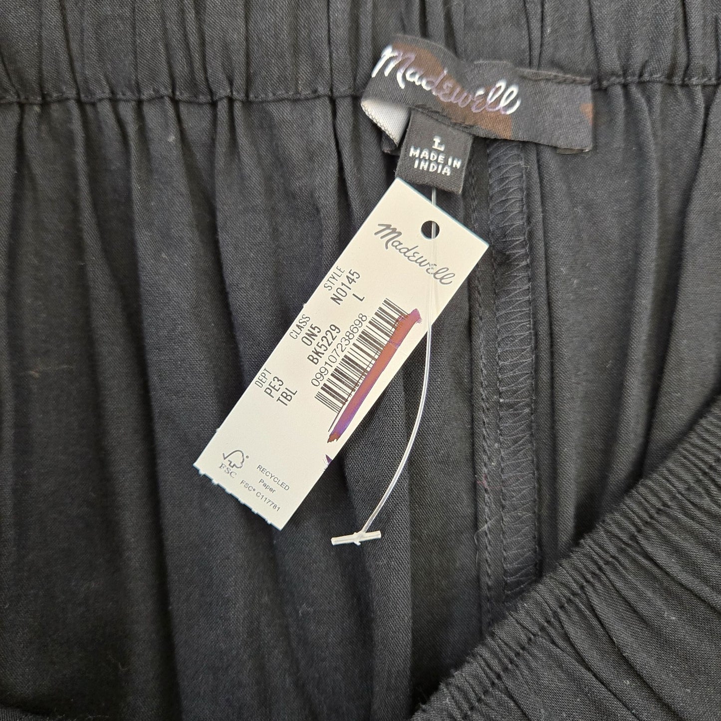 NWT Madewell Blaise Wide Leg Lightweight Pull-On Pants Size Large