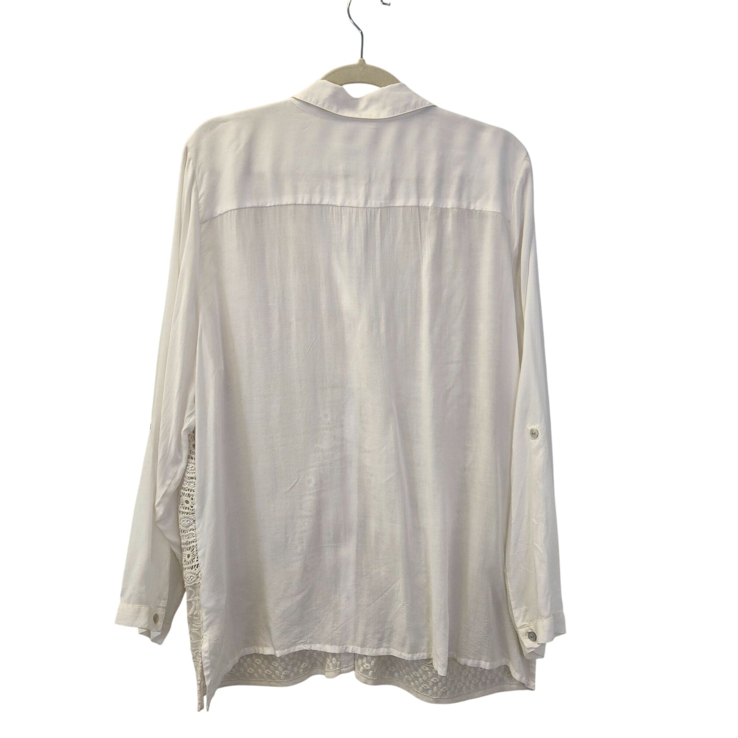 Chico's Mixed Media Crochet Front Button Down Shirt Size Chico's 3/XL