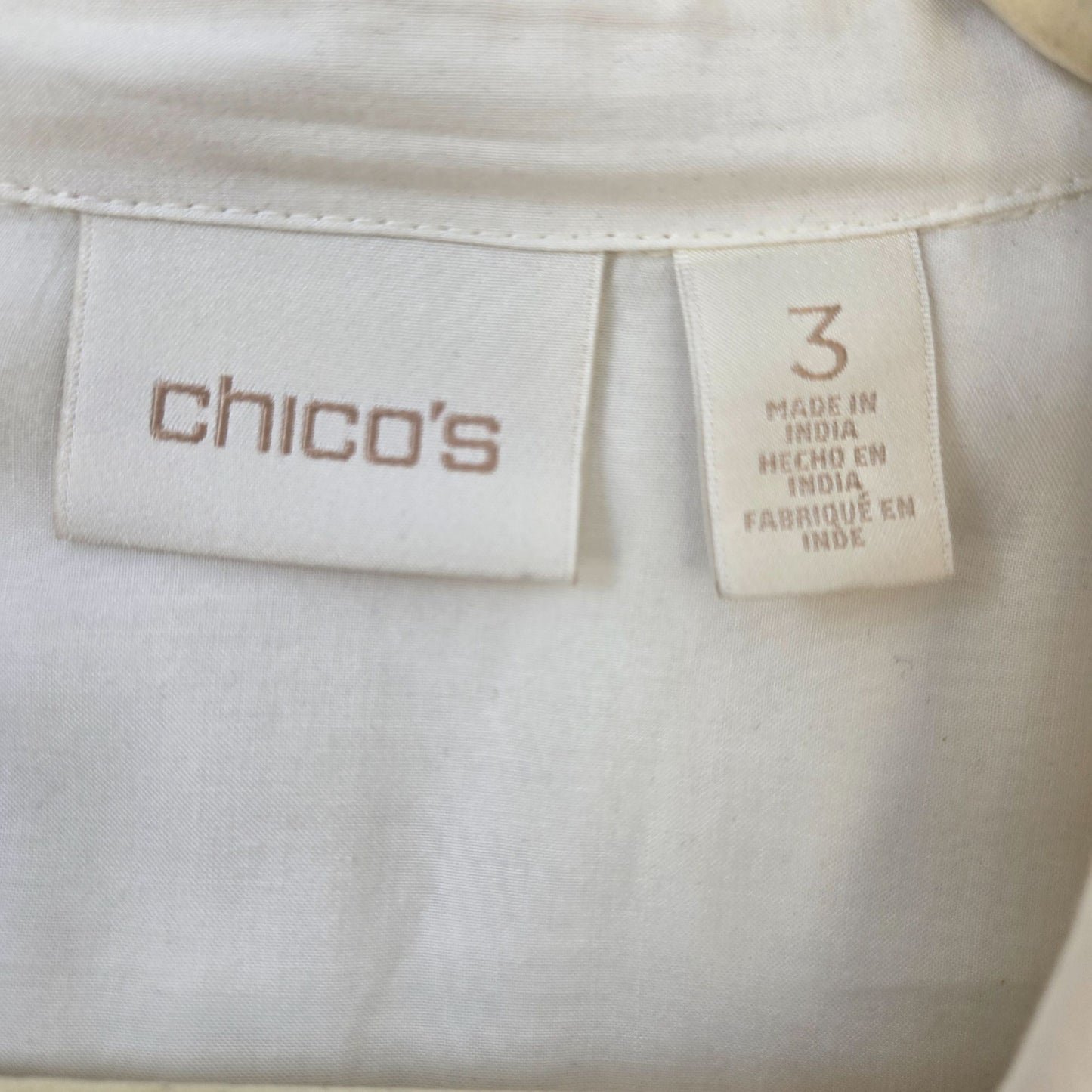 Chico's Mixed Media Crochet Front Button Down Shirt Size Chico's 3/XL