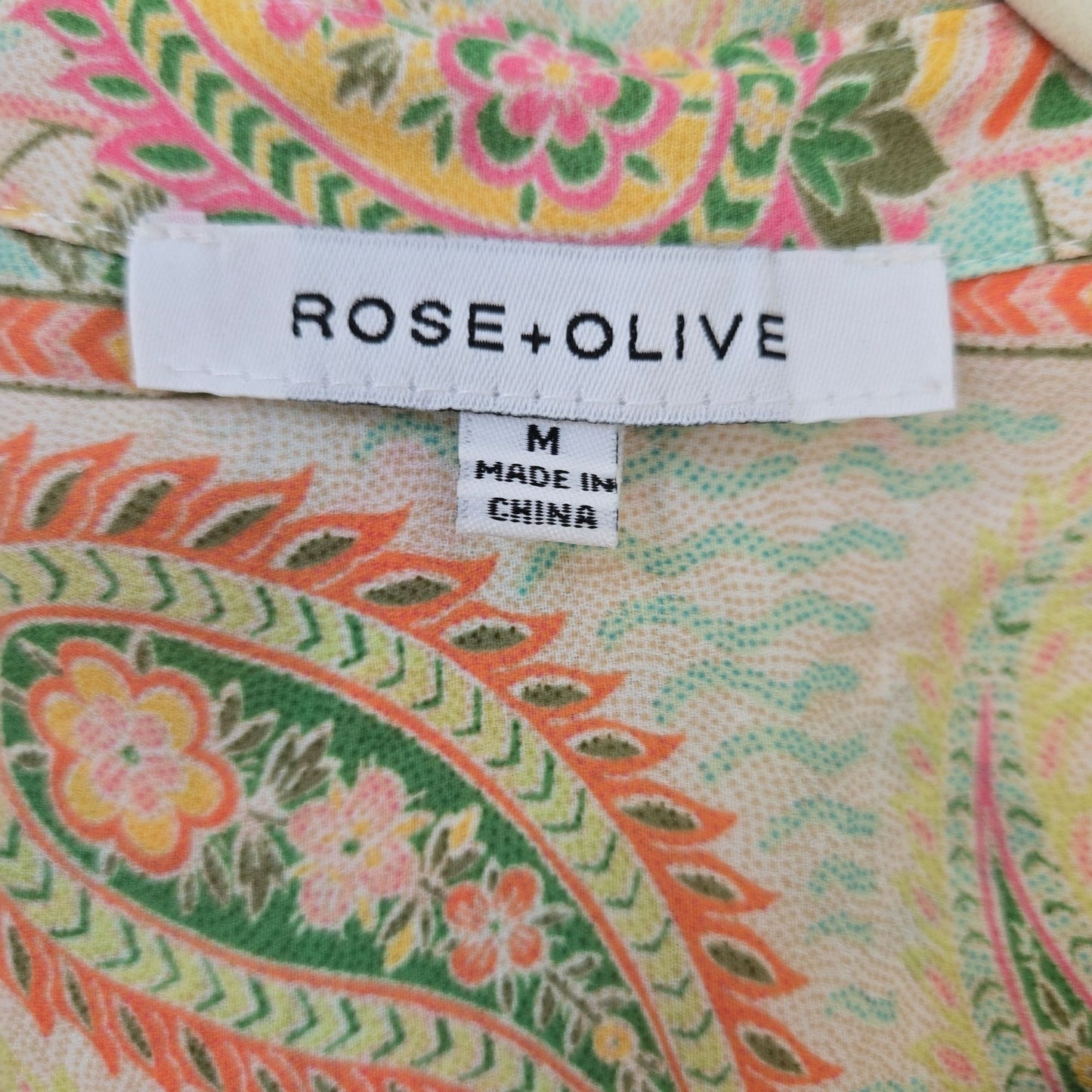 Rose + Olive Floral and Paisley Print Button Down Blouse Size Medium