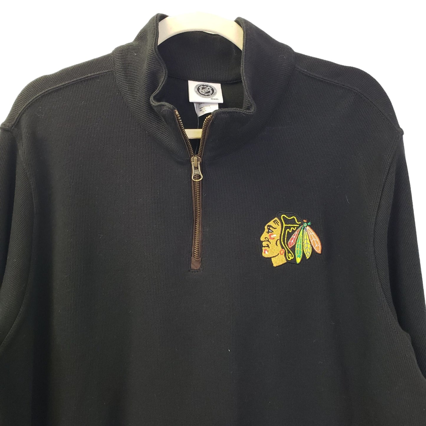 NWT NHL Chicago Blackhawks Quarter Zip Sweater Size XL
