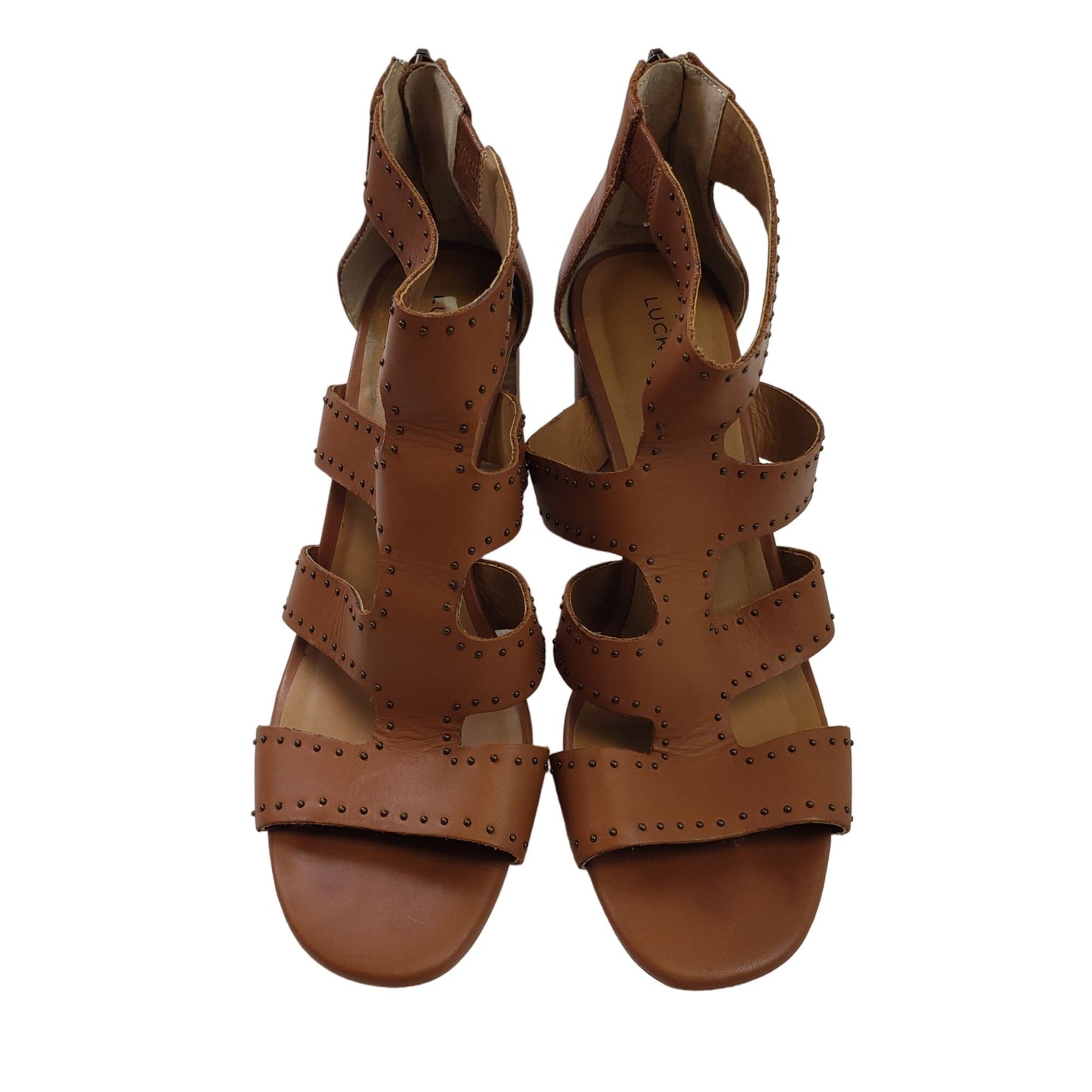 Lucky Brand Tahira Leather Strappy Studded Heels Size 9.5