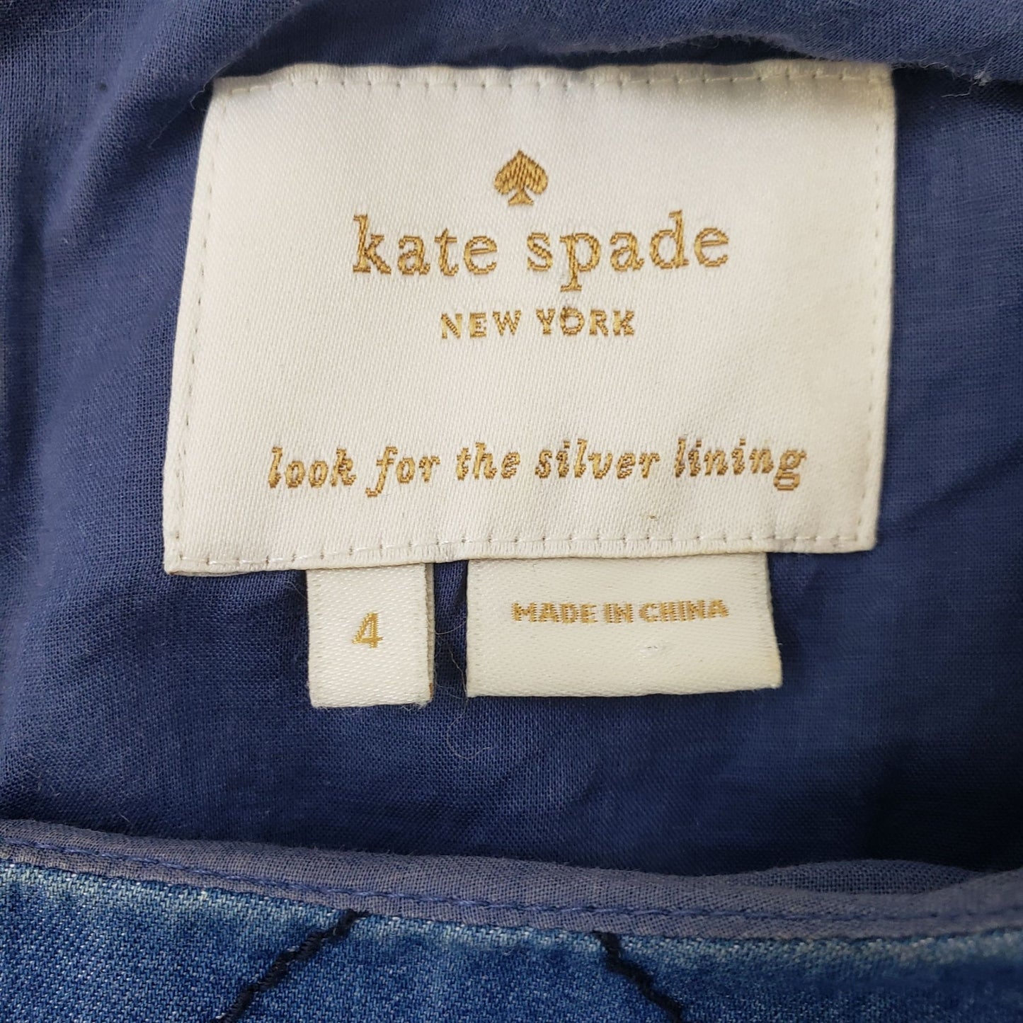 Kate Spade Quilted Chambray Dress Size 4