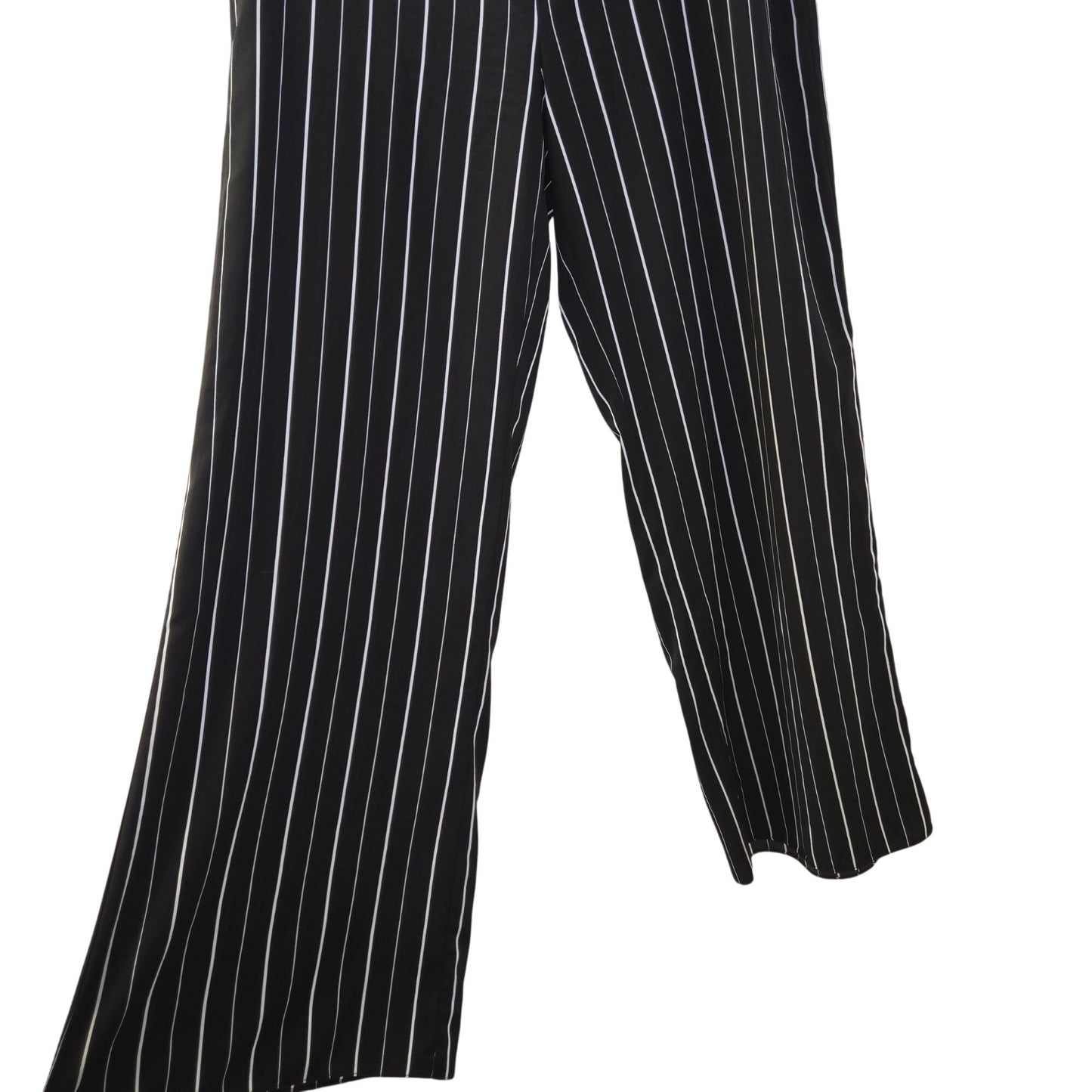 Aqua Striped Wide Leg High Rise Belted Trouser Pants Size Large