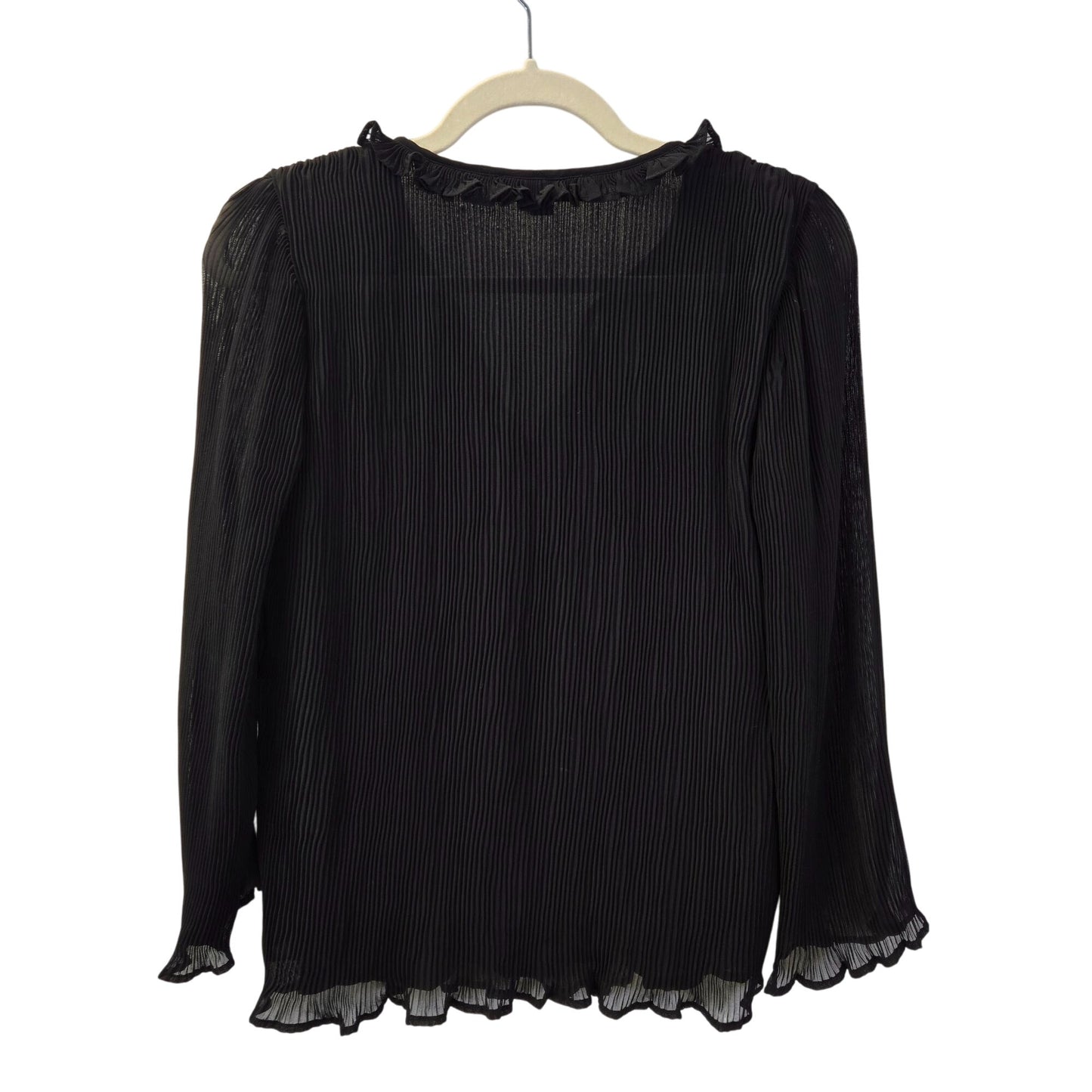 Loft Pleated Ruffle Trim Popover Blouse Size Small