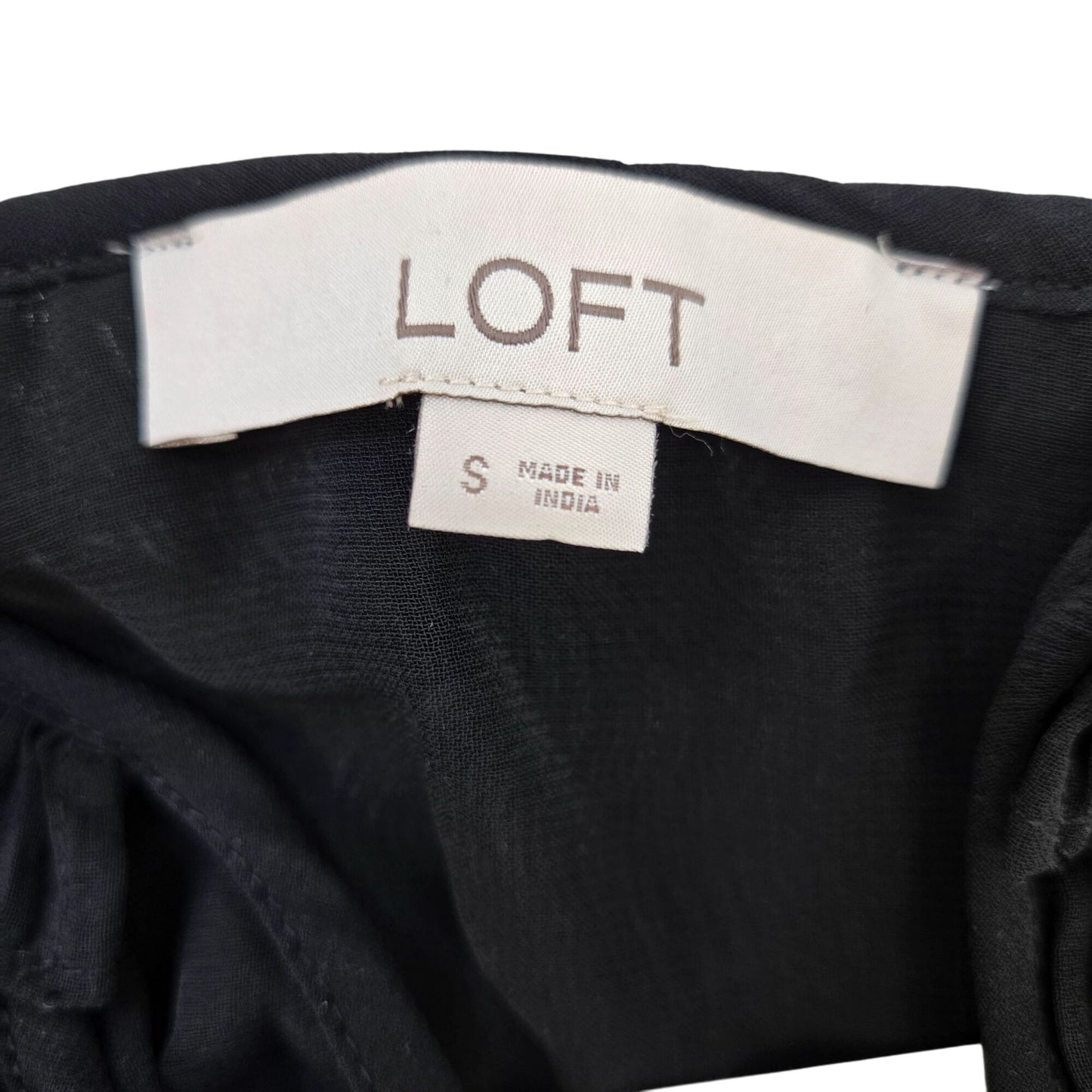 Loft Pleated Ruffle Trim Popover Blouse Size Small