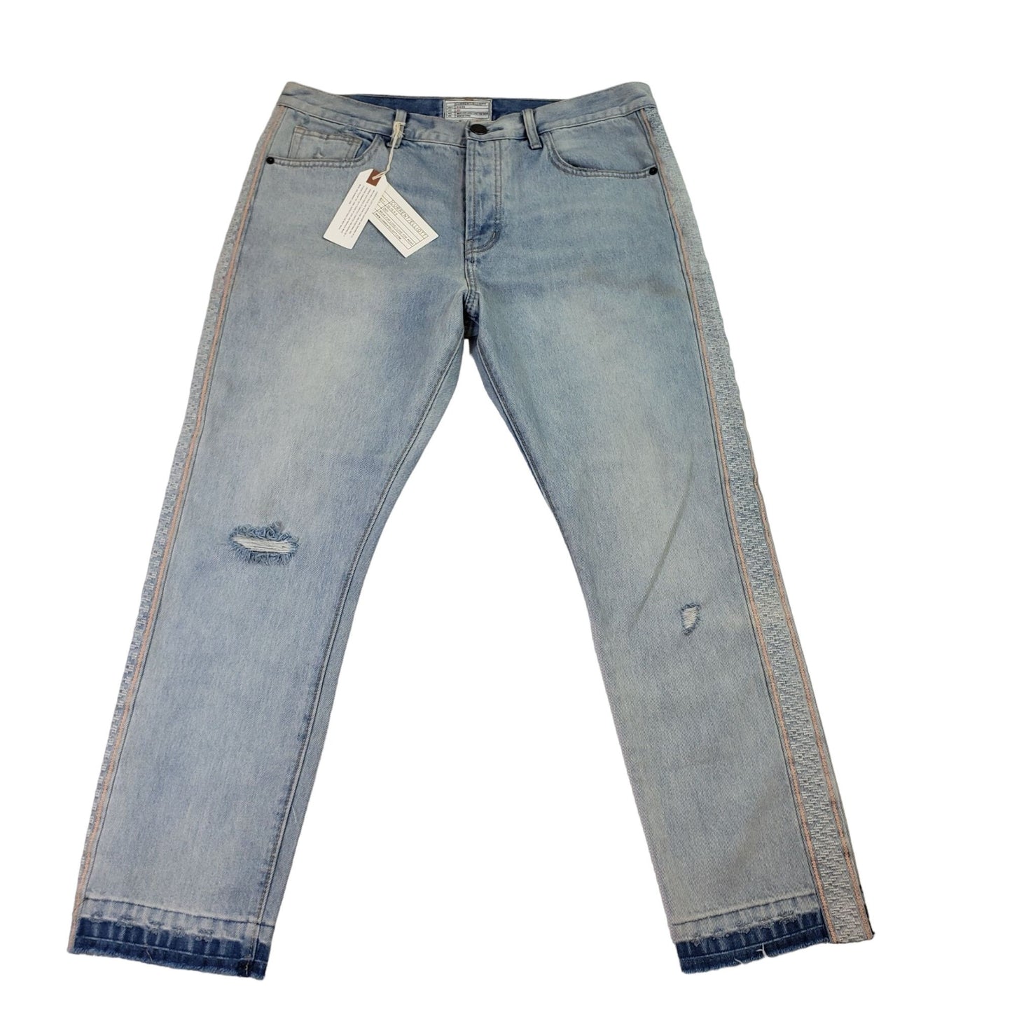NWT Current/Elliott Slouchy Skinny Distressed Jeans with Side Panel Size 30