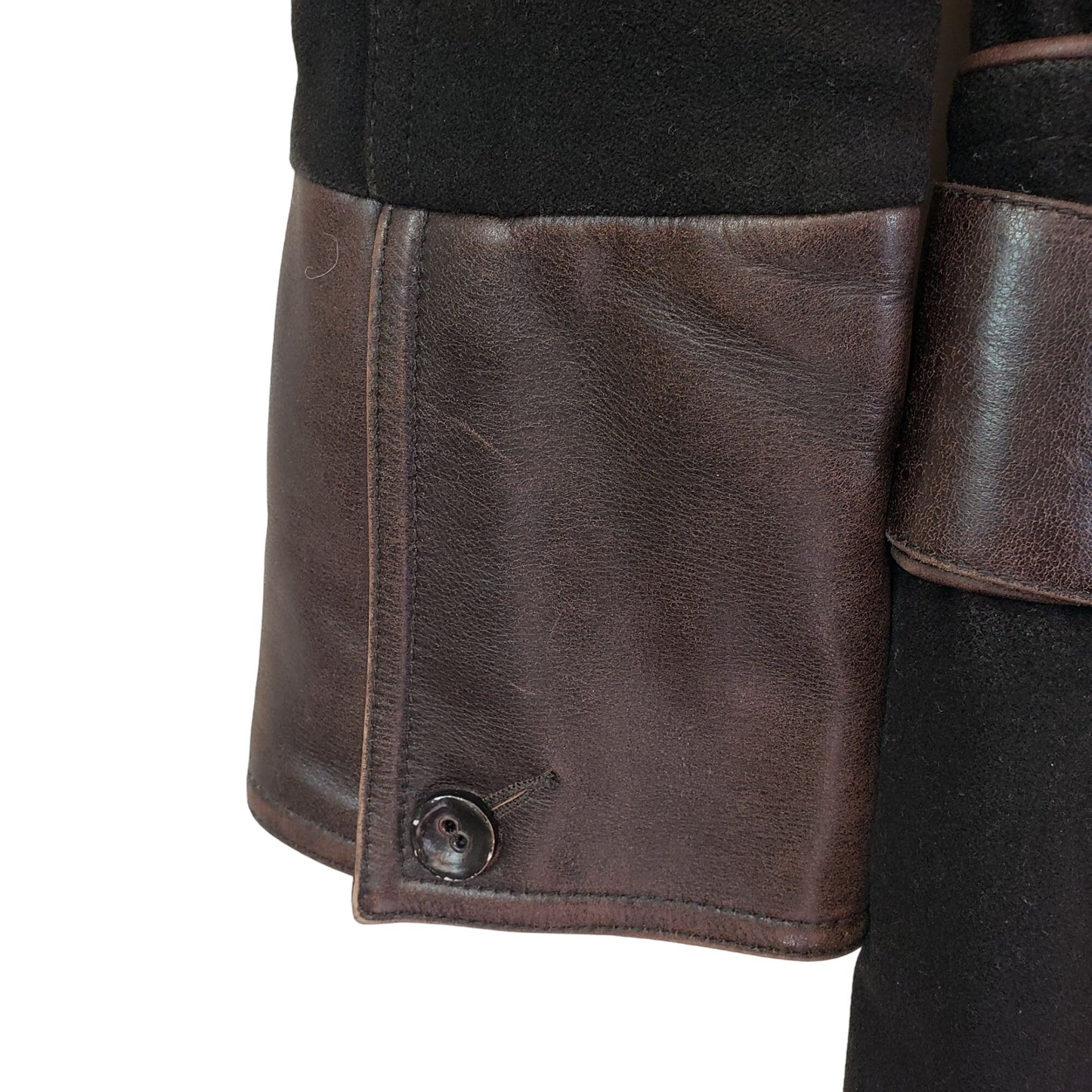 Rudsak Collection Wool Blend Coat with Leather Trim Size Small