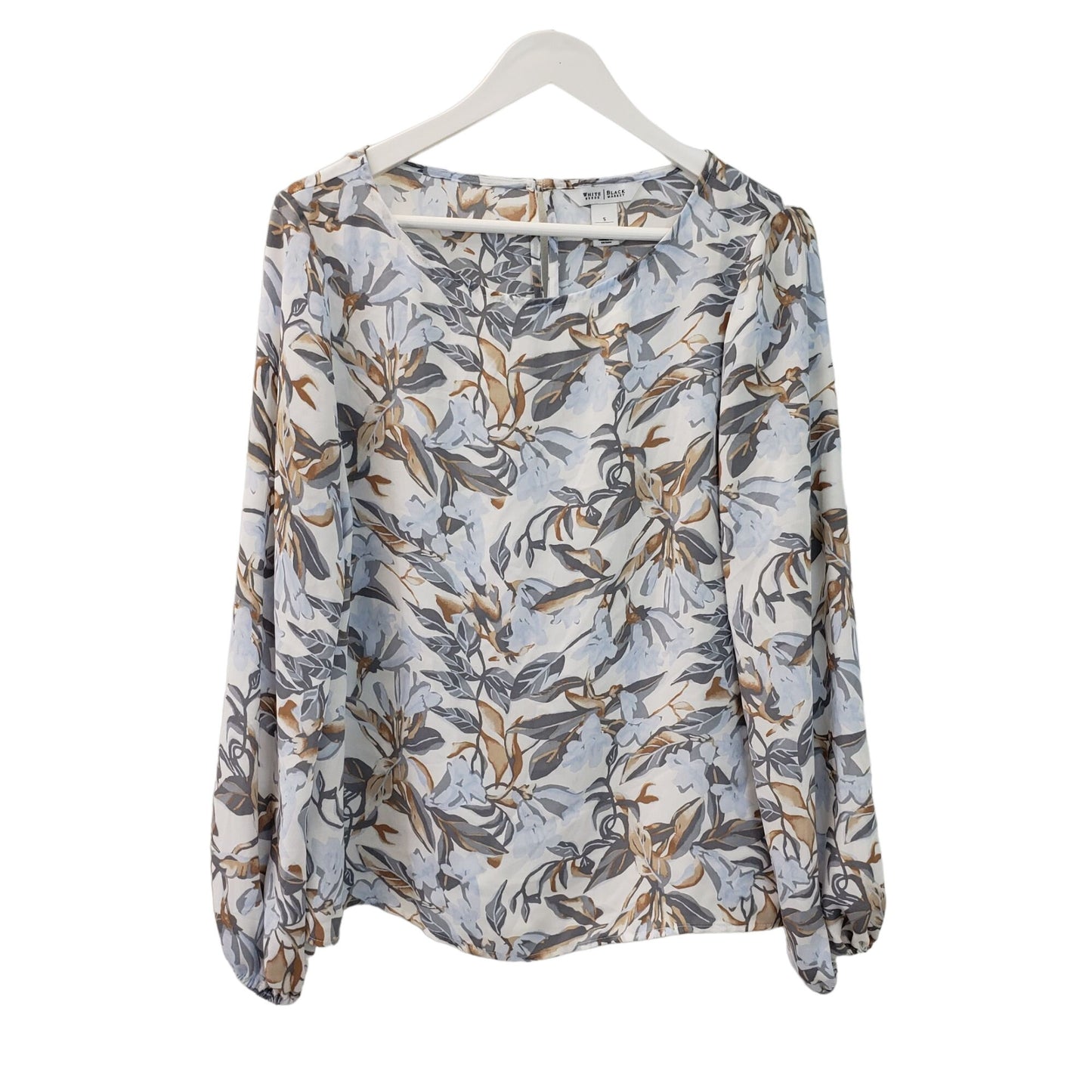 White House Black Market Floral Semi-Sheer Blouse Size Small