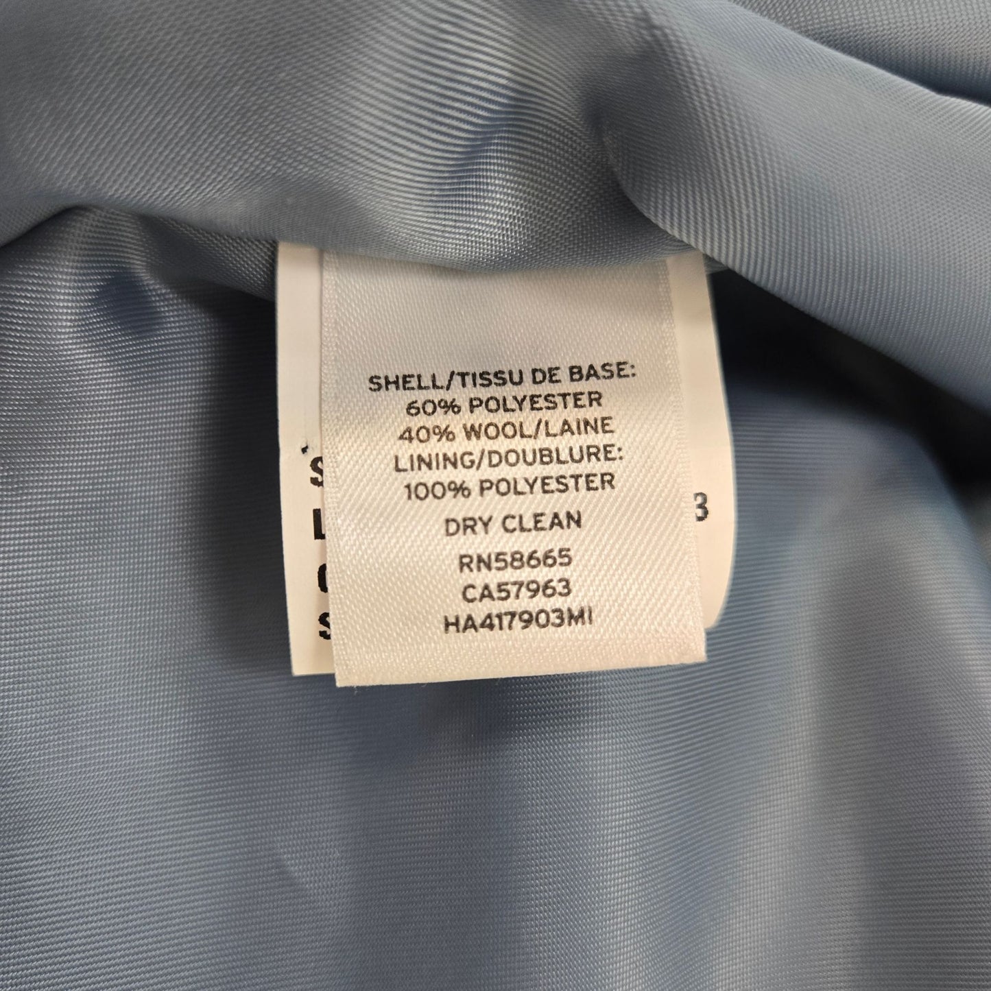 Halogen Wool Blend Baby Blue Two Button Coat Size Small