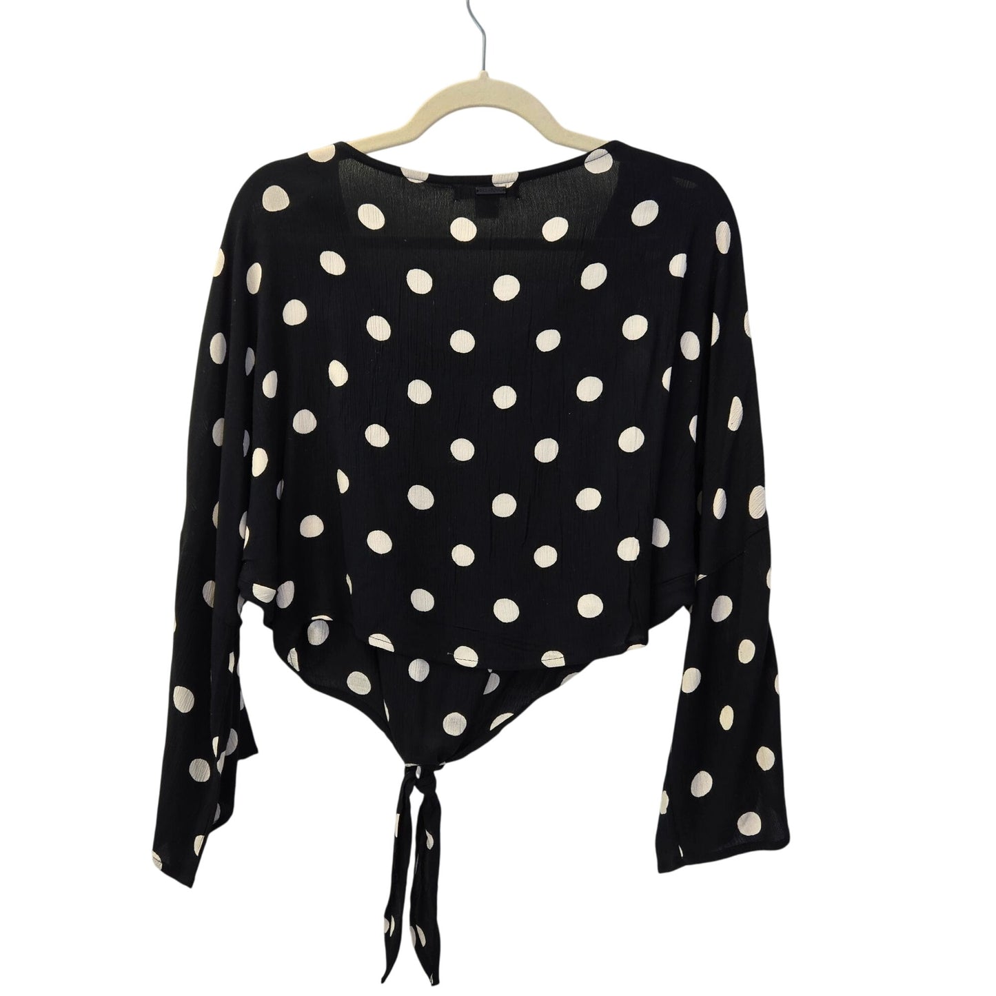 Billabong Gauzy Polka Dot Dolman Bell Sleeve Tie Waist Top Size Small