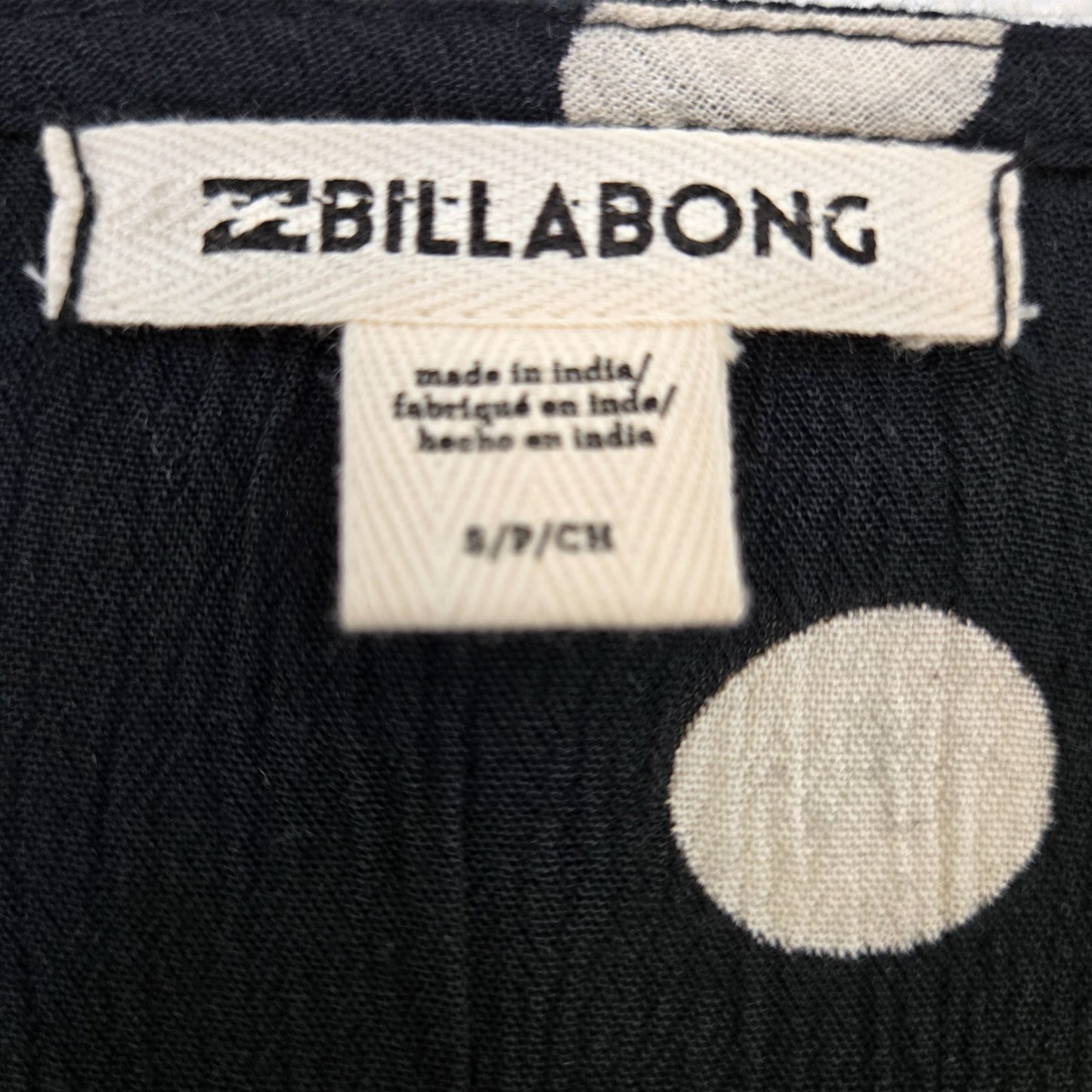 Billabong Gauzy Polka Dot Dolman Bell Sleeve Tie Waist Top Size Small