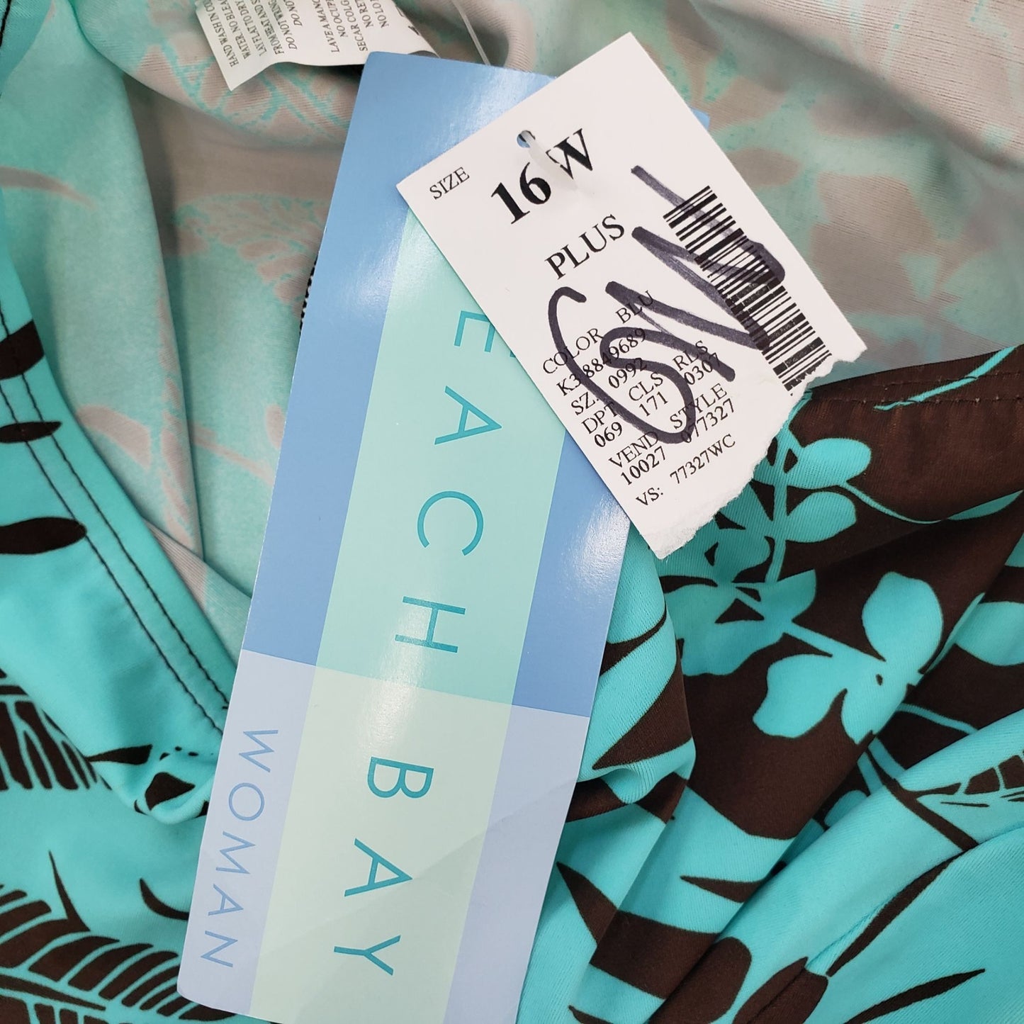 NWT Beach Bay Beaded Halter Swim Top Size 16W