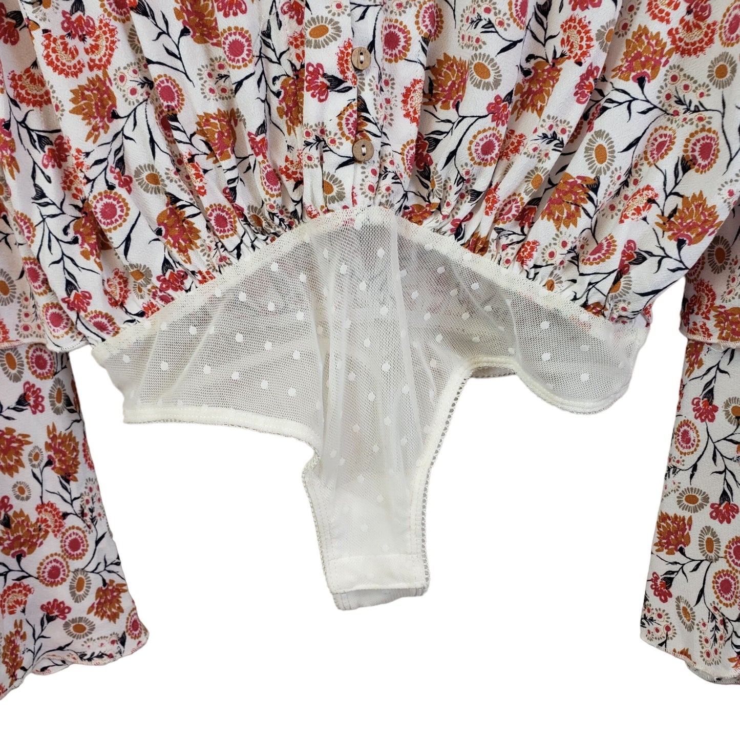Intimately Free People Dainty Floral Bell Sleeve Bodysuit Size XS/S