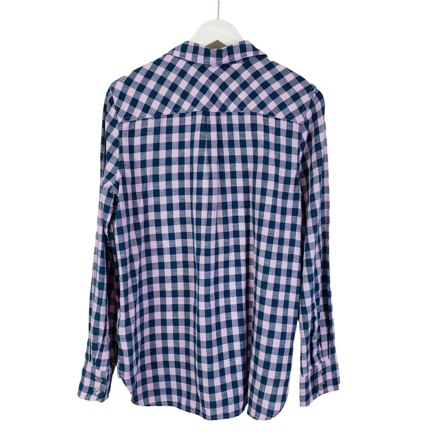 J. Crew Checked Half Button Popover Top Size 2