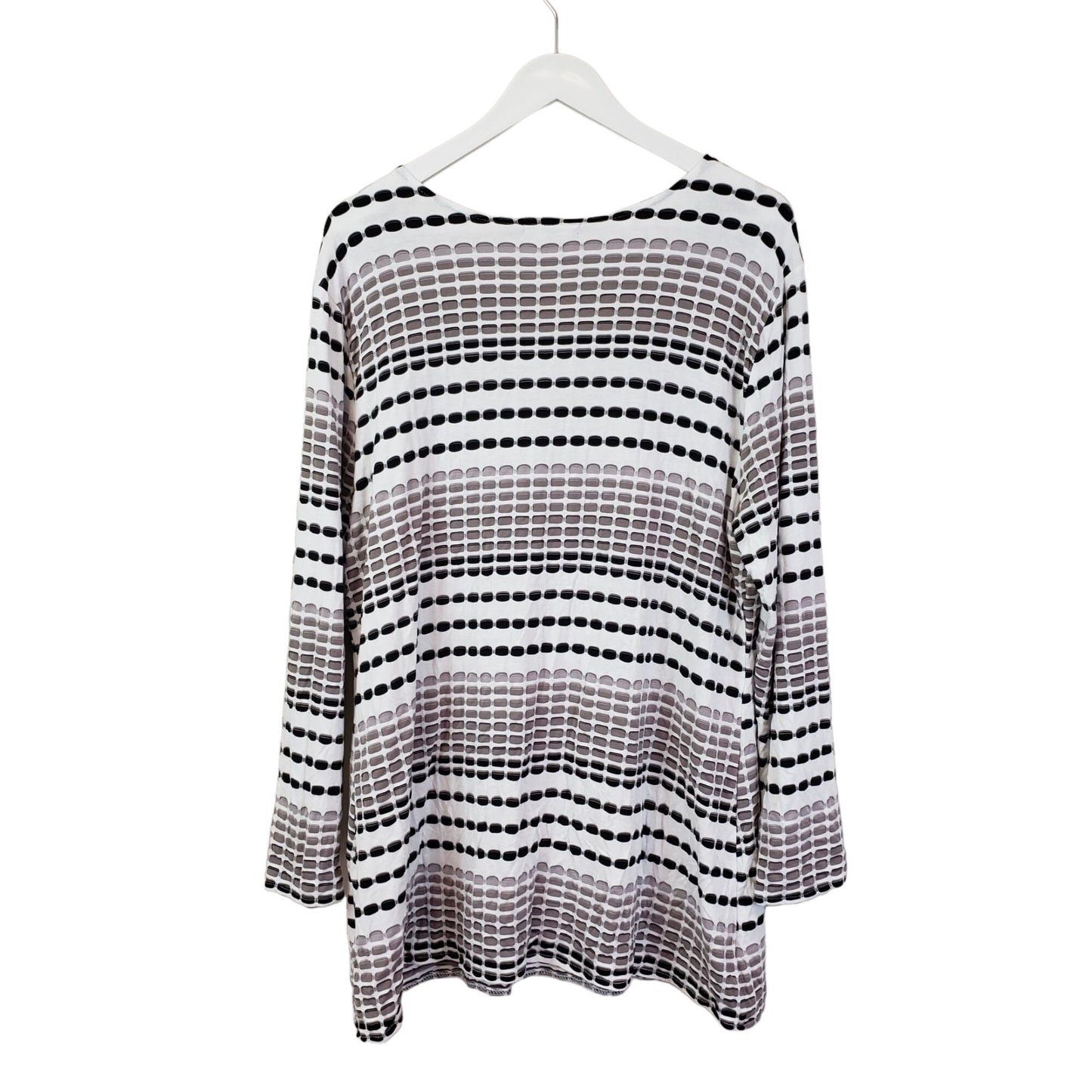 Habitat Textured Stretch Brown Striped V-Neck Top Size Large