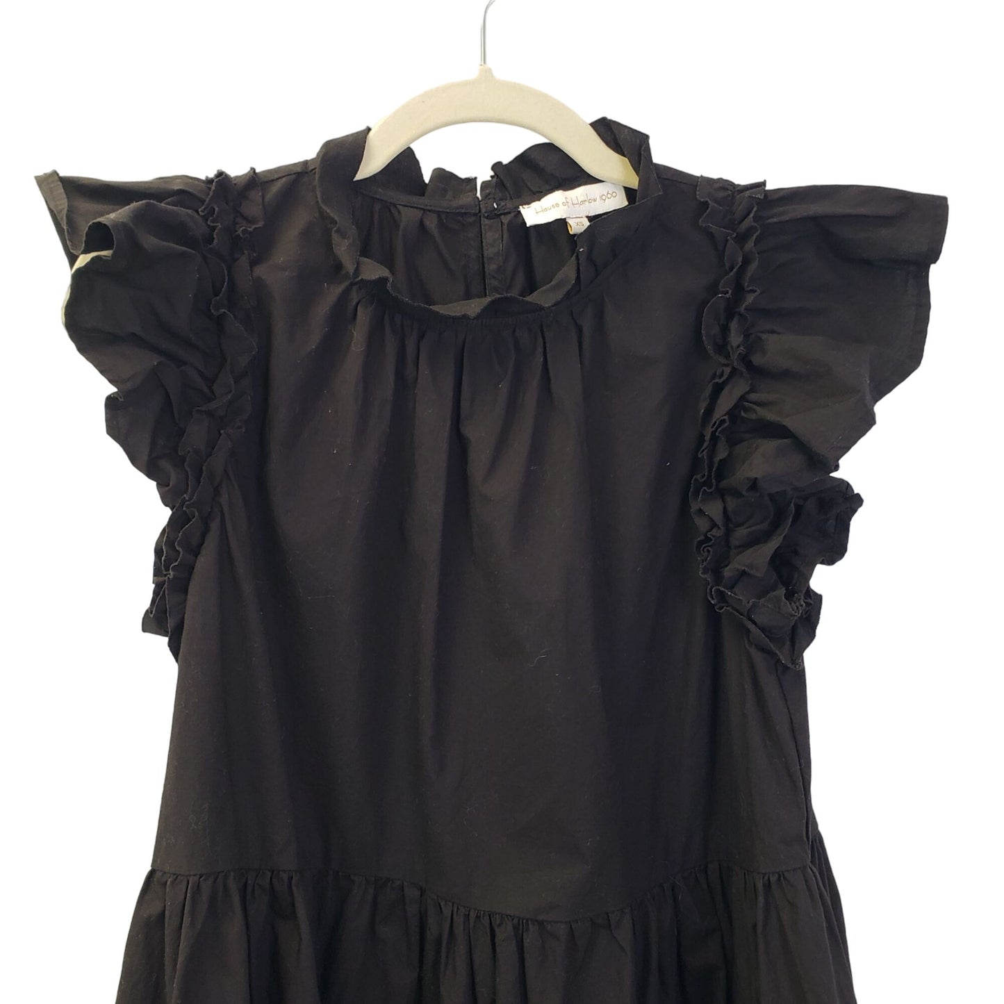 House of Harlow 1960 Black Flutter Sleeve Tiered Mini Dress Size XS/S