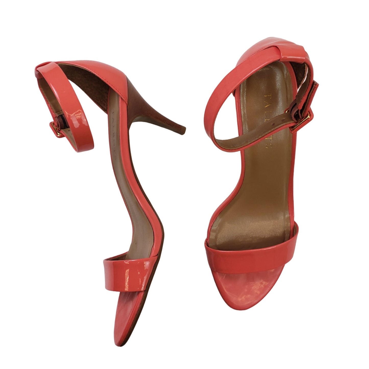Talbots Patent Leather Ankle Strap Heels in a Coral Color Size 8.5