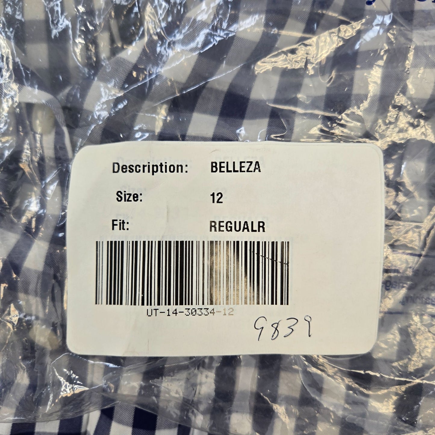 NWT UNTUCKit Bellleza Gingham Print Long Sleeve Button Down Shirt Size 12
