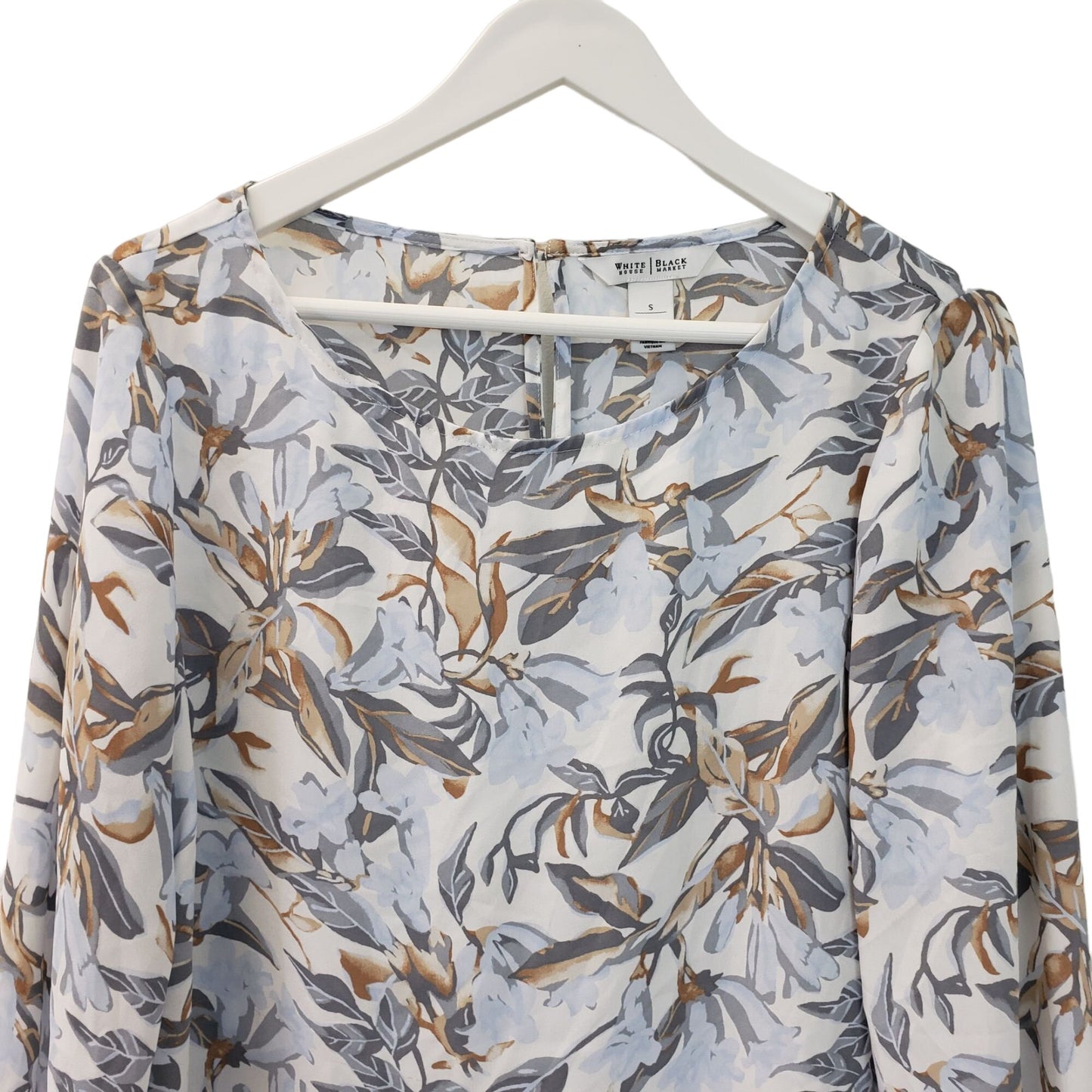 White House Black Market Floral Semi-Sheer Blouse Size Small