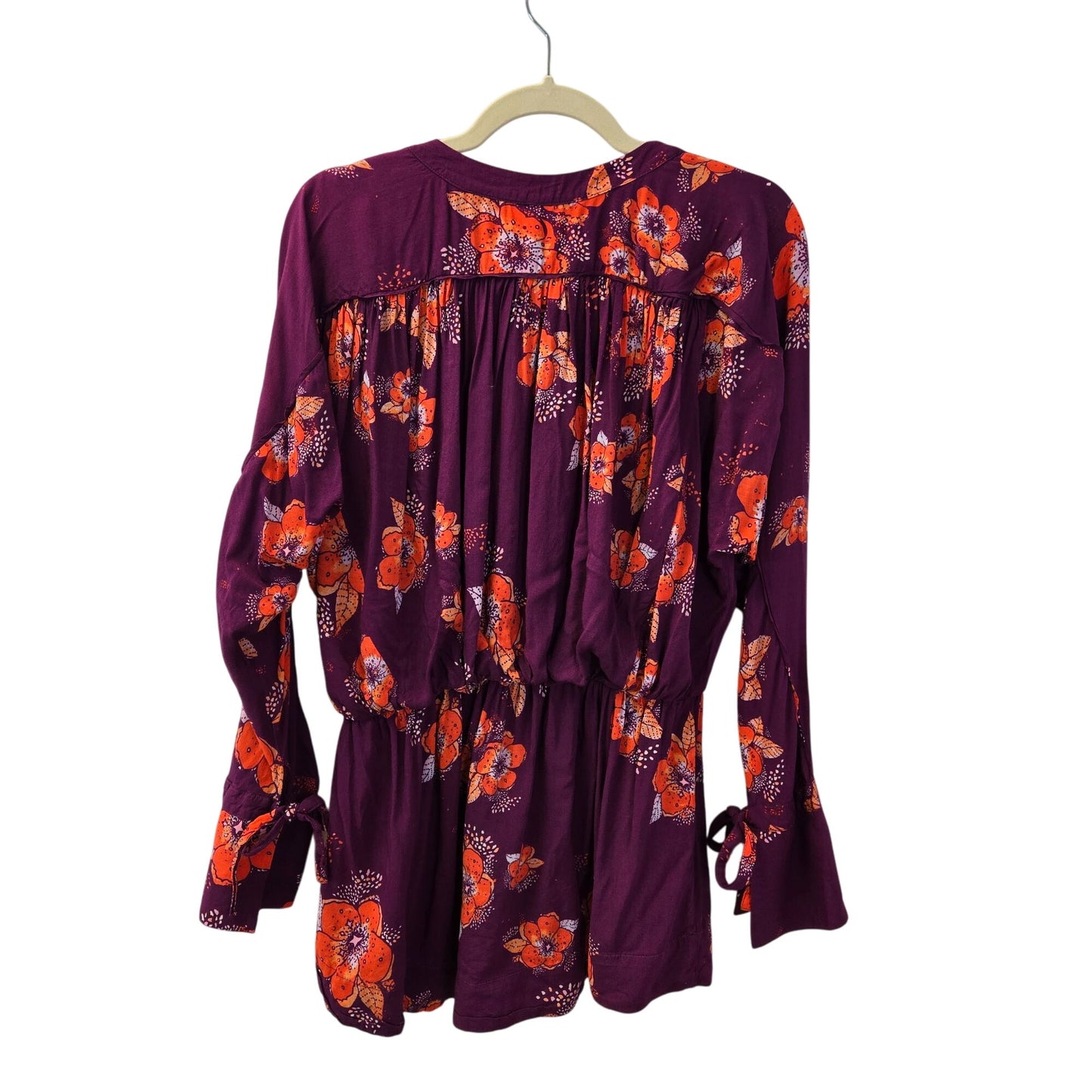 Free People Tuscan Dreams 100% Viscose Tunic Wrap Blouse Size Small