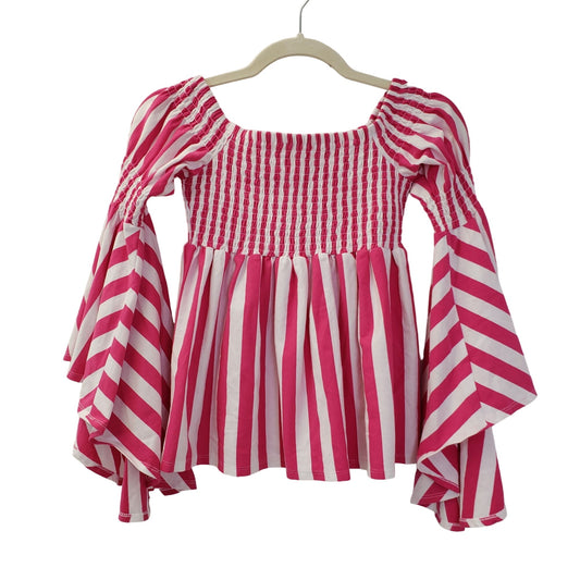 Boston Proper Striped Large Bell Sleeve Smocked Top Size XXS