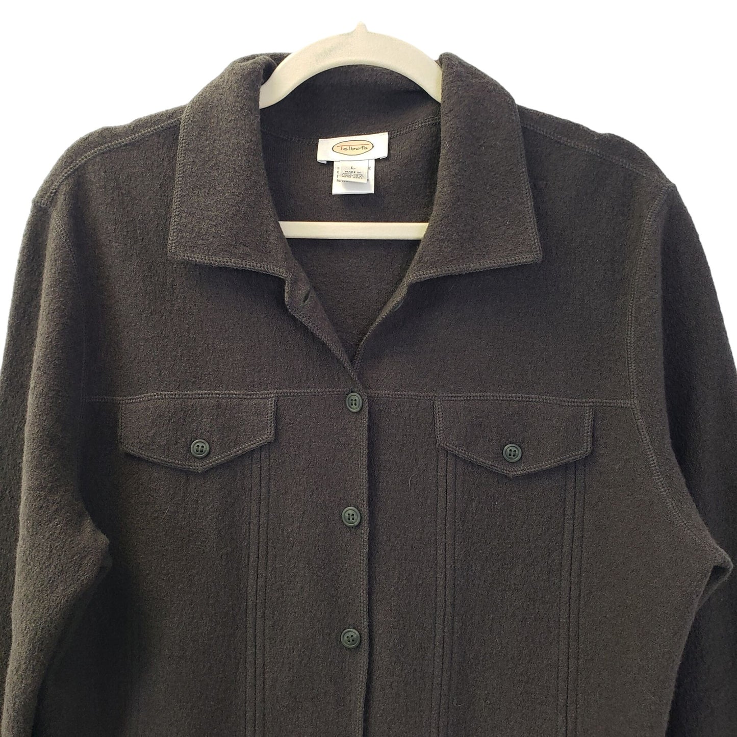 Talbots 100% Wool Button Down Shirt Shackets Size Large