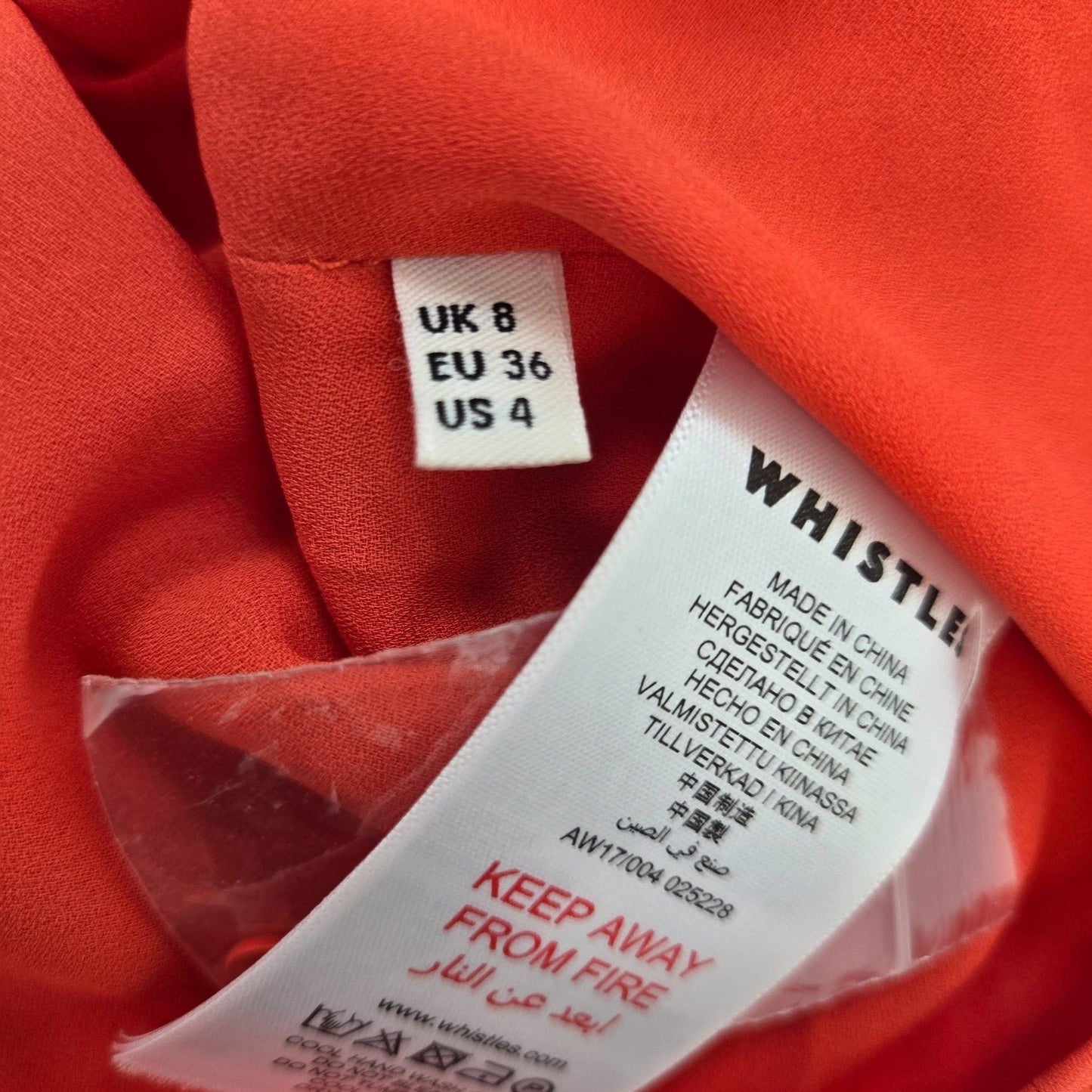 Whistles Raechelle Frill Sleeve Check Pattern Dress Size 4