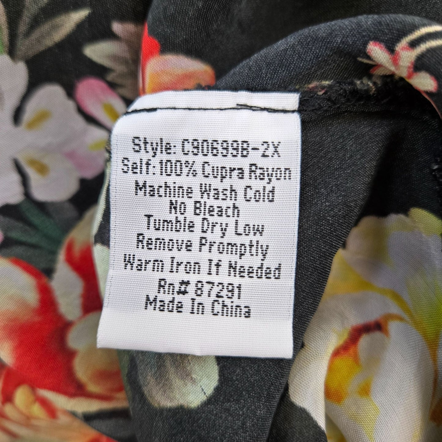 Johnny Was Ziara Mixed Floral Print Handkerchief Hem Tunic Blouse Size 2X