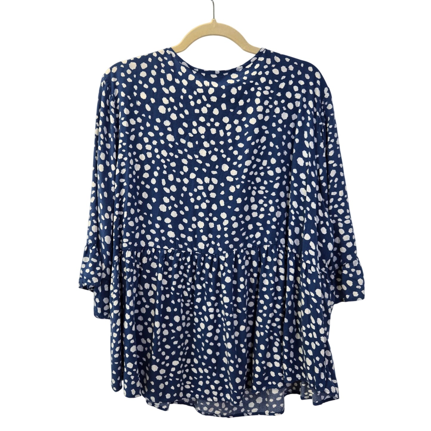 Agnes Orinda 100% Rayon Peplum Hem Graphic Print Boho Blouse Size 2X