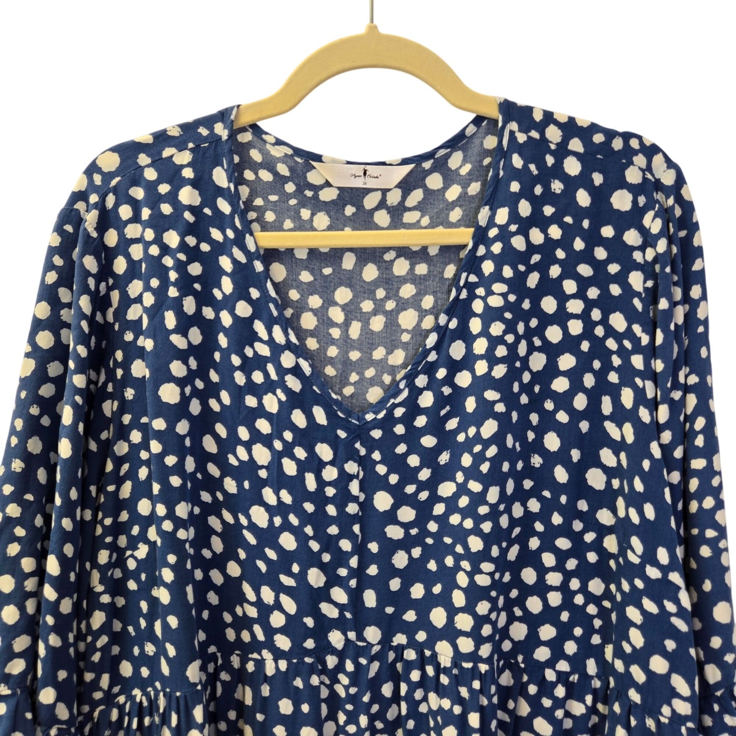 Agnes Orinda 100% Rayon Peplum Hem Graphic Print Boho Blouse Size 2X