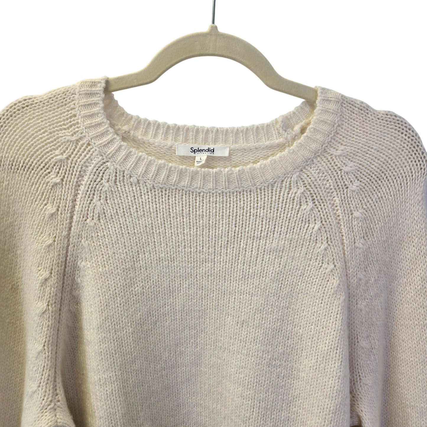 Splendid Wool & Cashmere Blend Crewneck Balloon Sleeve Sweater Size Large