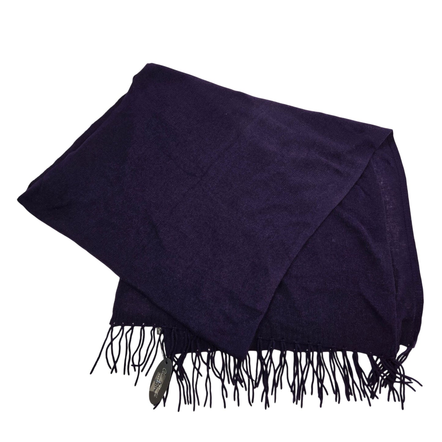 NWT Claudia Nichole 100% Cashmere Royal Purple Fringe Wrap Scarf