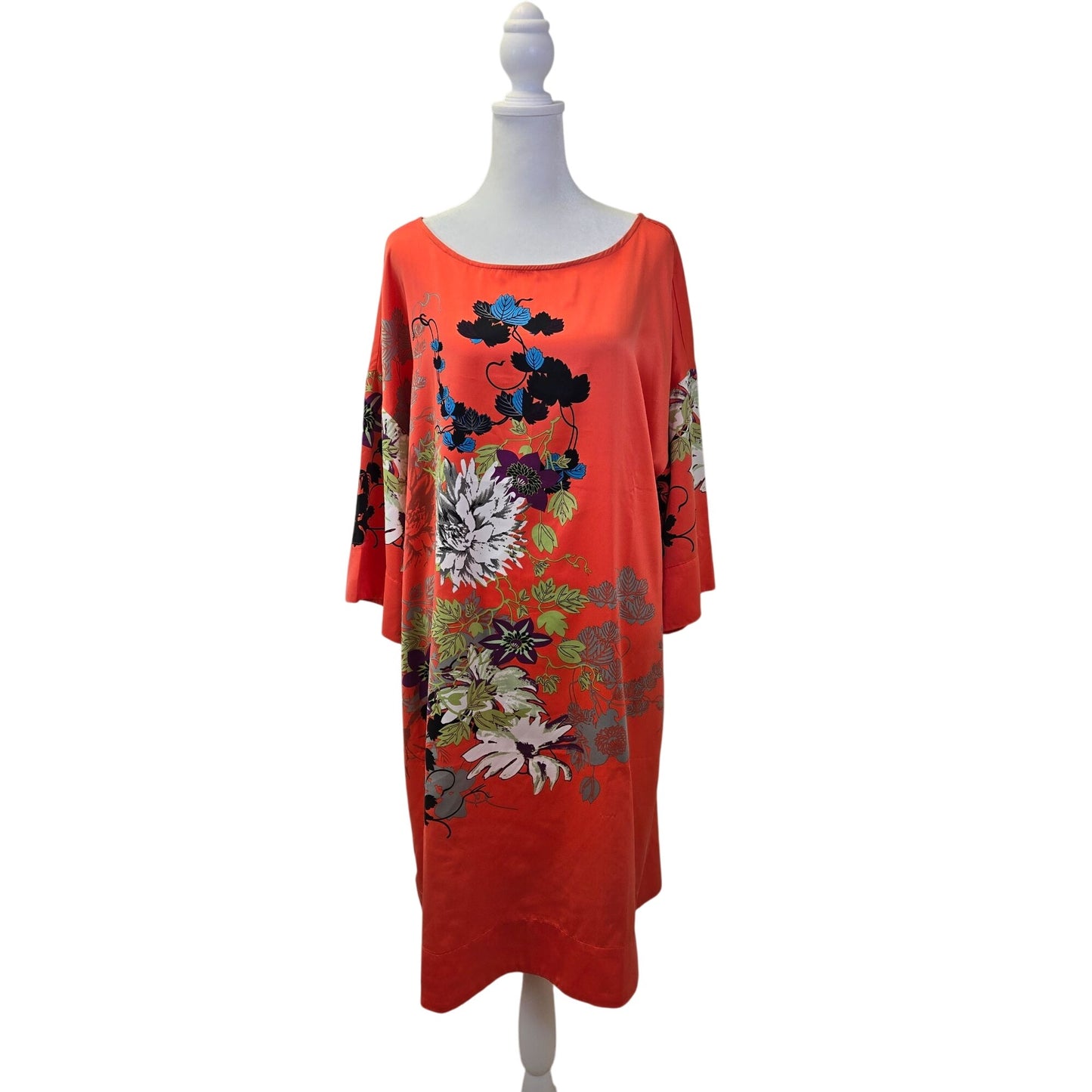 Soft Surroundings Floral Polynesian 3/4 Sleeve Shift Dress Size Large