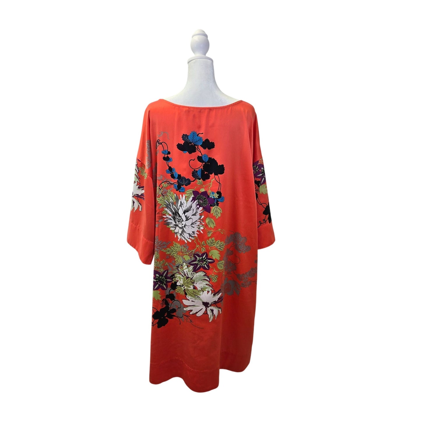 Soft Surroundings Floral Polynesian 3/4 Sleeve Shift Dress Size Large