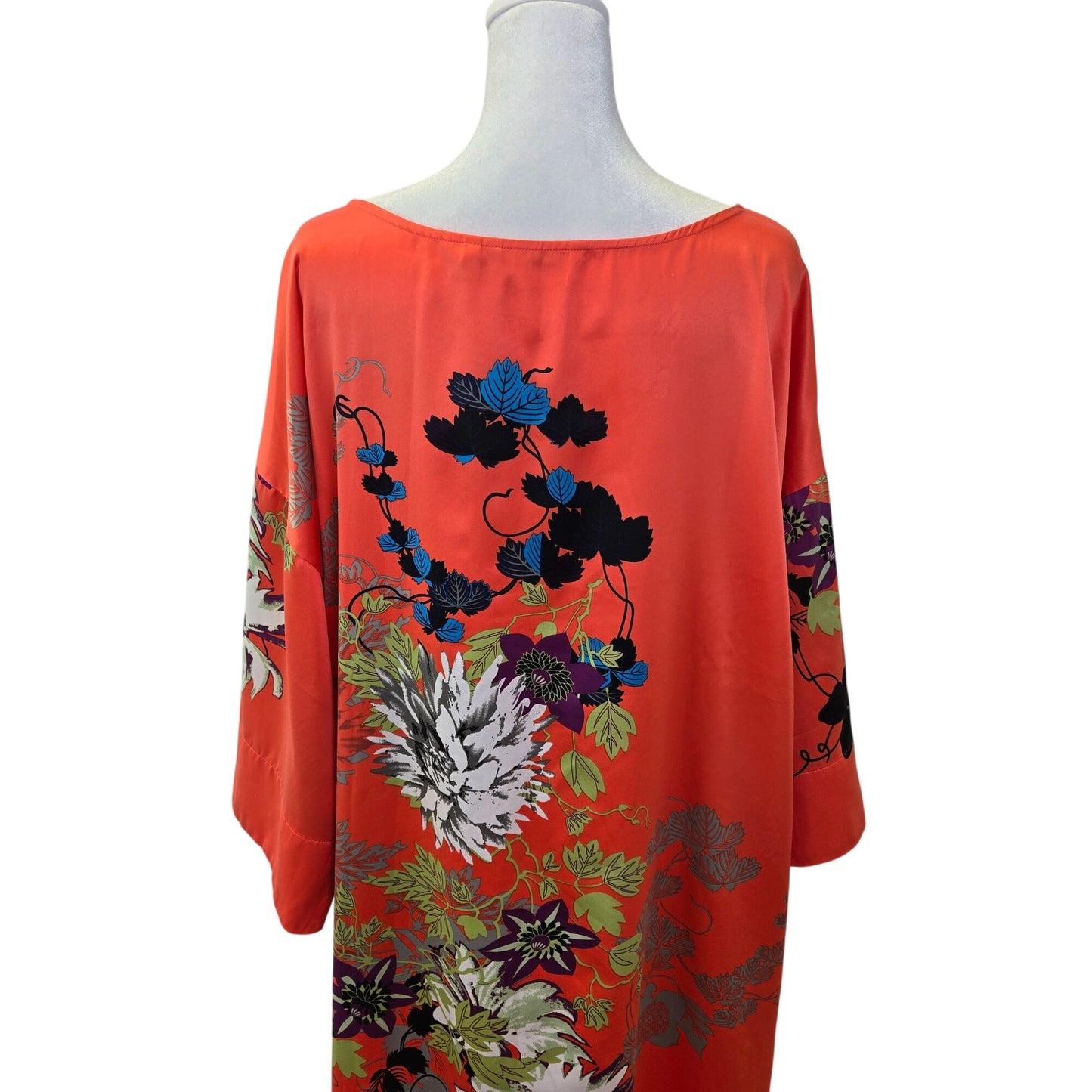 Soft Surroundings Floral Polynesian 3/4 Sleeve Shift Dress Size Large