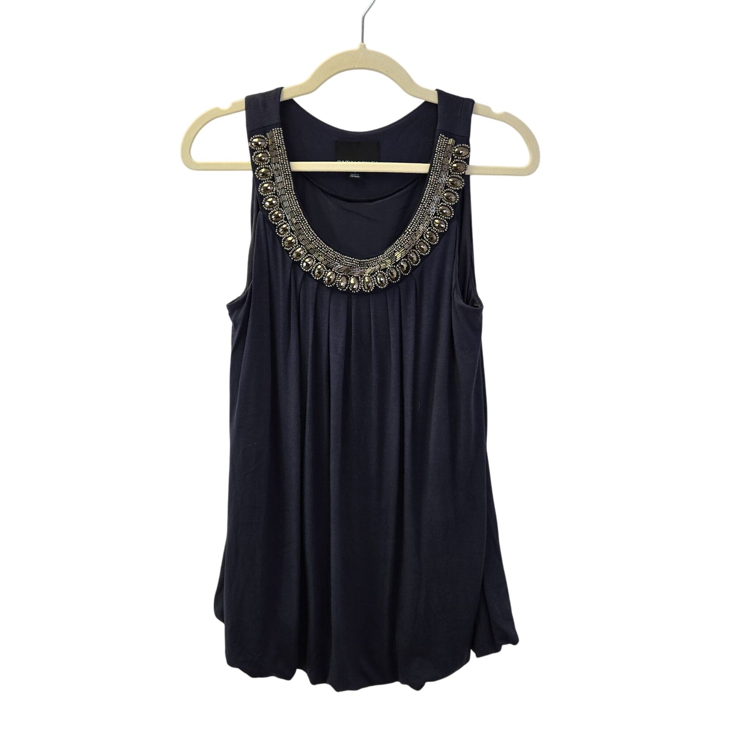 Cynthia Rowley Jewel Neck Drapey Balloon Hem Blouse Size Large
