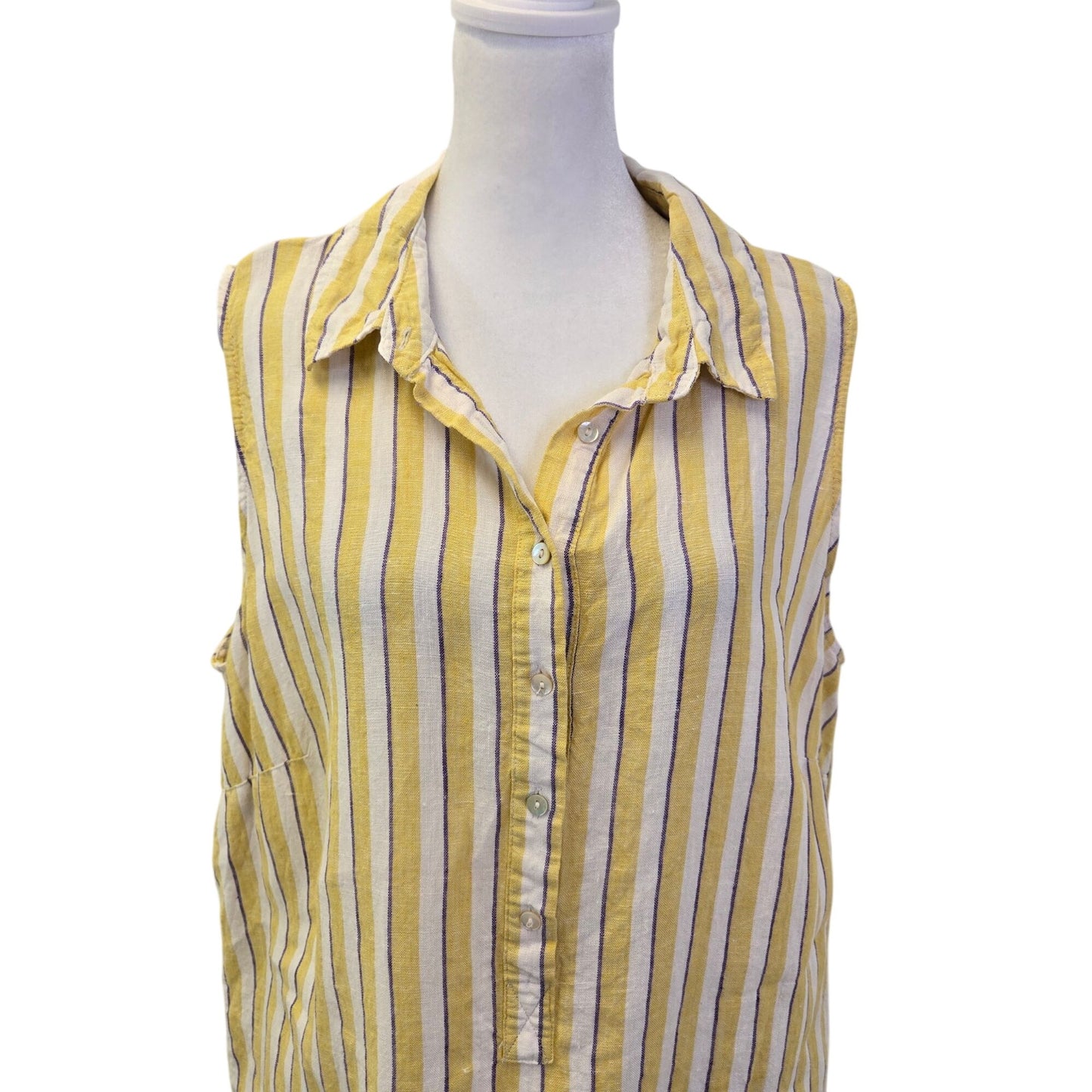 Rachel Zoe 100% Linen Striped Sleeveless Shirt Dress Size 1X