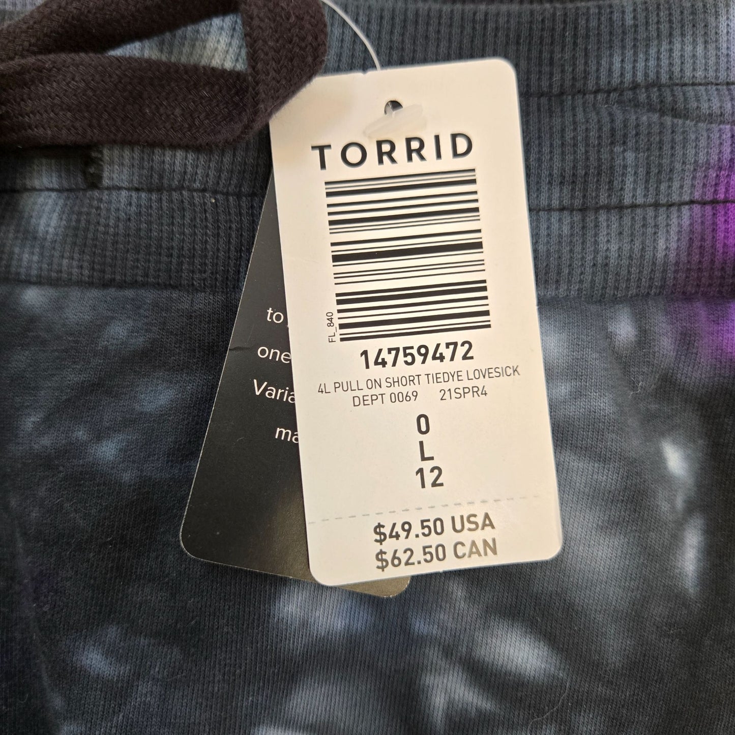NWT Torrid Pull On Tie Dye Lovesick Sweatshirt Shorts Size Torrid 0/Large
