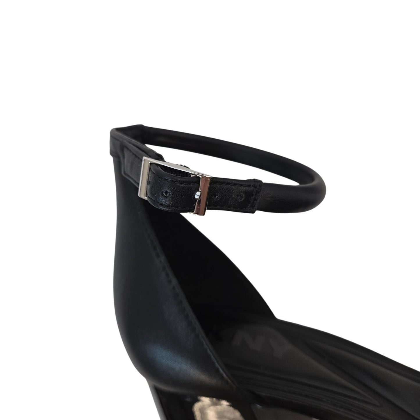 NWT/NIB DKNY Vegan Leather Scarla Ankle Strap Block Heels Size 7.5