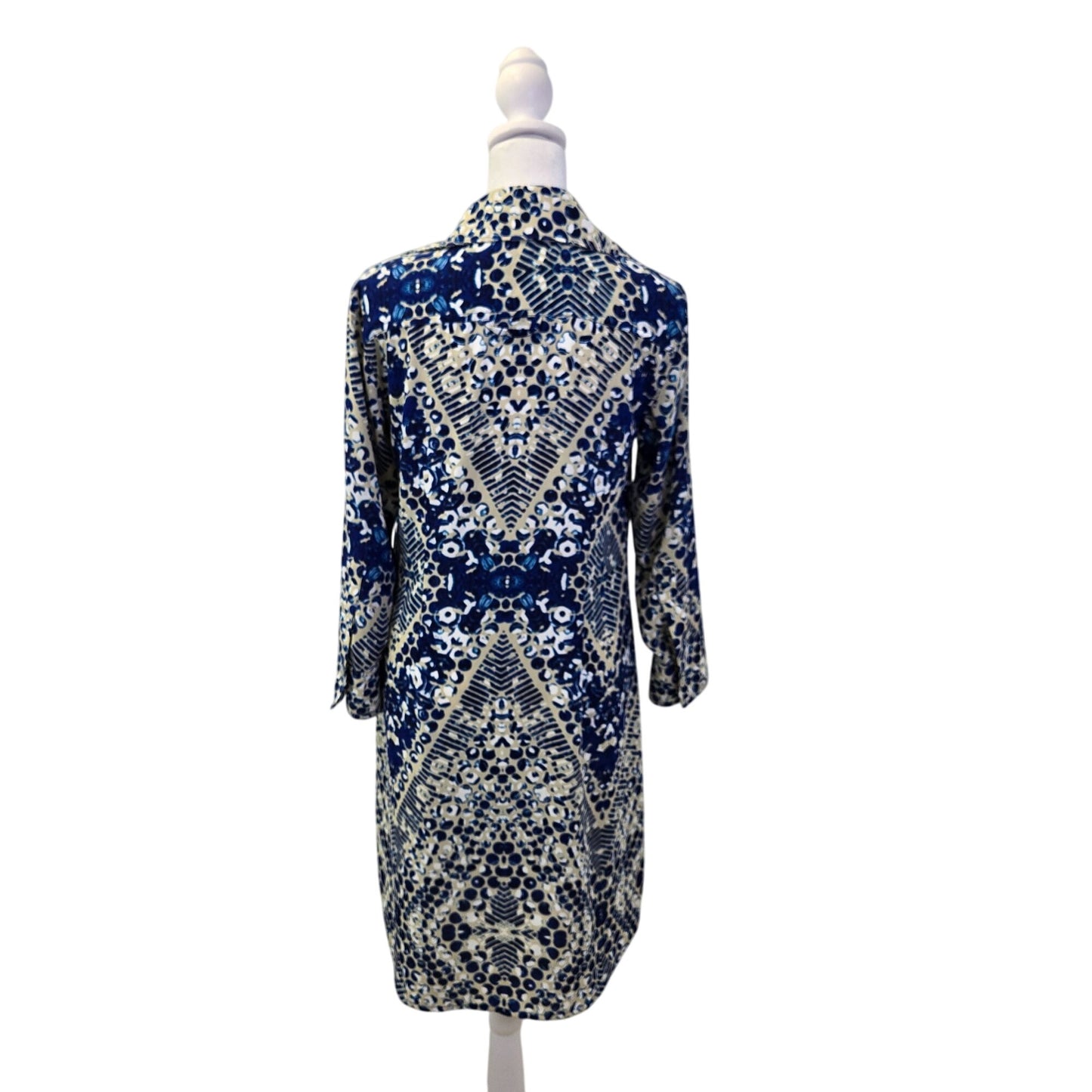 Cabi Blue Jewel Tunic Belted Button Down Shirt Dress Size Small *Missing Belt*