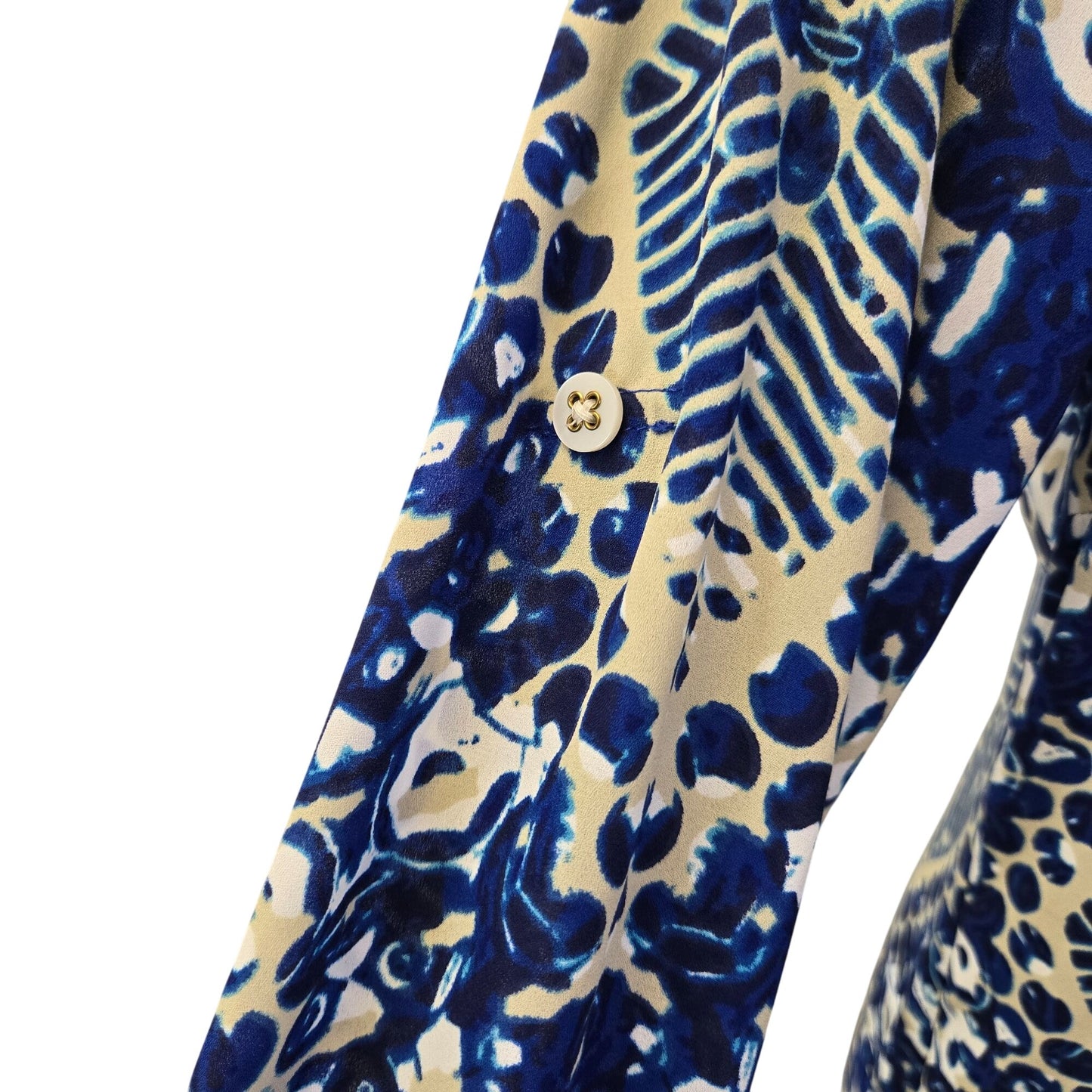 Cabi Blue Jewel Tunic Belted Button Down Shirt Dress Size Small *Missing Belt*
